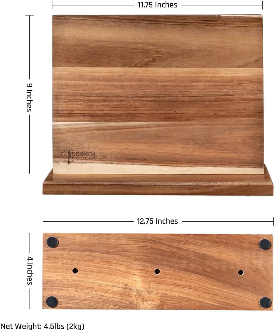 Durable Magnetic Knife Block with Natural Acacia Wood