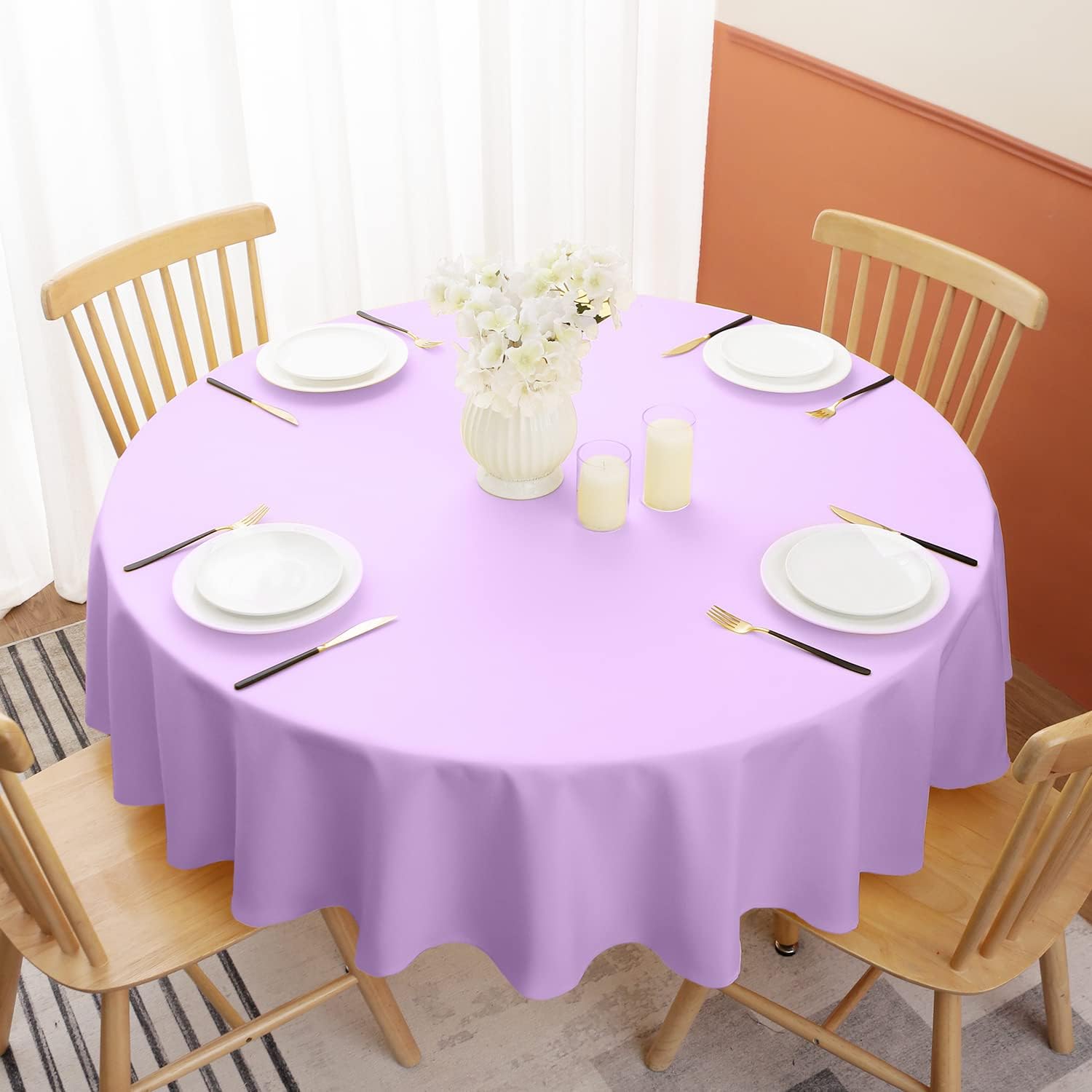 Softalker Round Tablecloth 90 Inch Lavender
