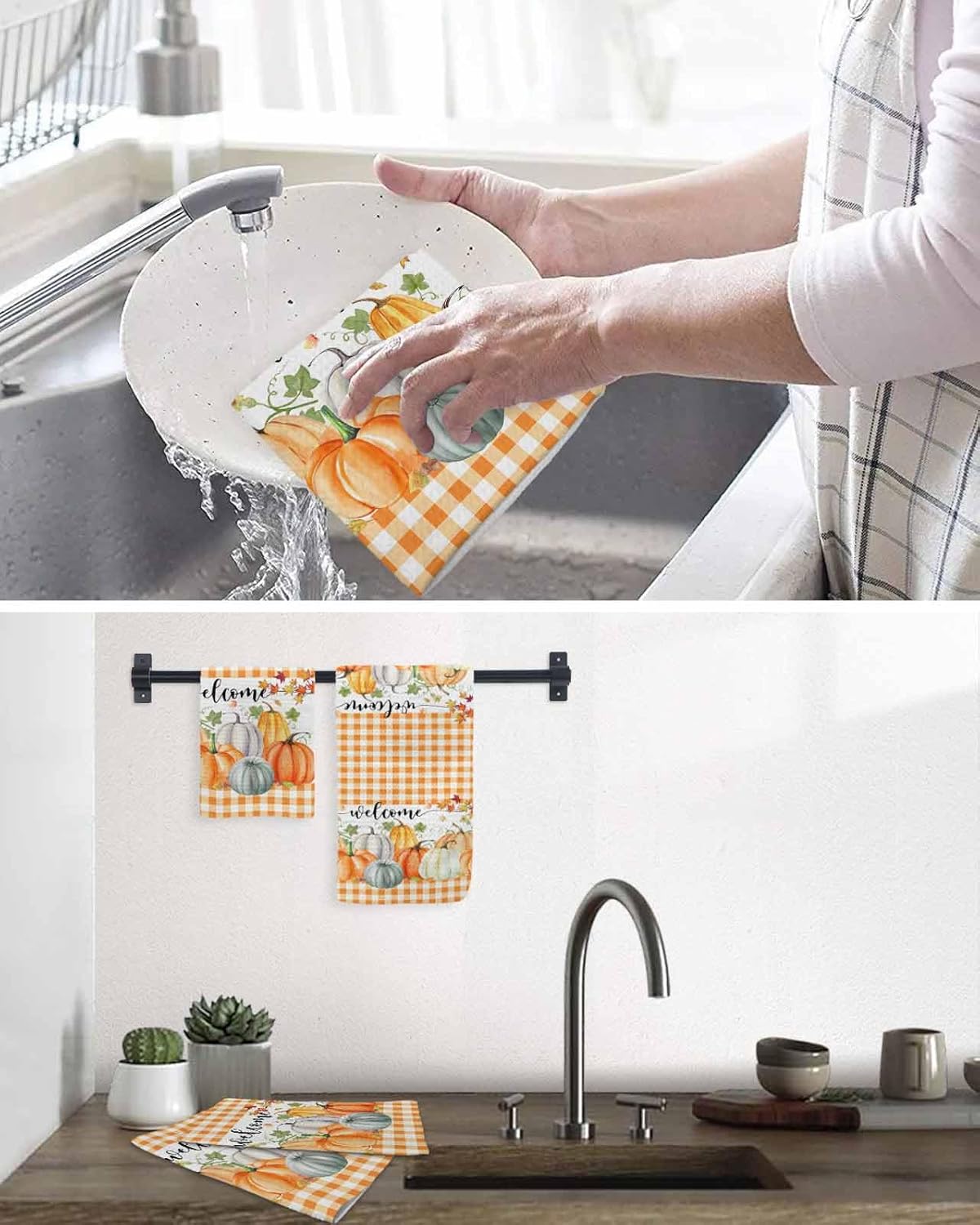 Vibrant Fall Plaid Kitchen Towels 3-Pack