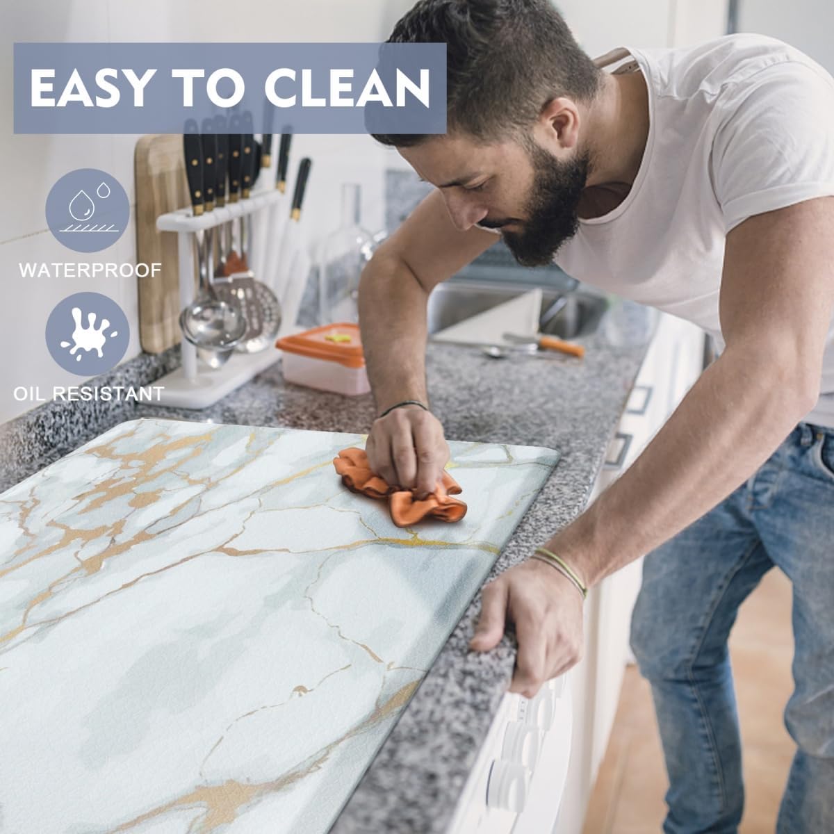WEZVIX Anti Fatigue Kitchen Rugs 2 PCS Non-Slip