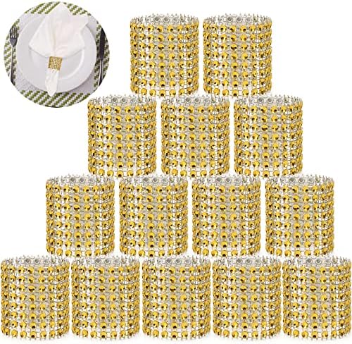 Glowing Gold Rhinestone Napkin Rings Set of 150 for Weddings Special Occasions