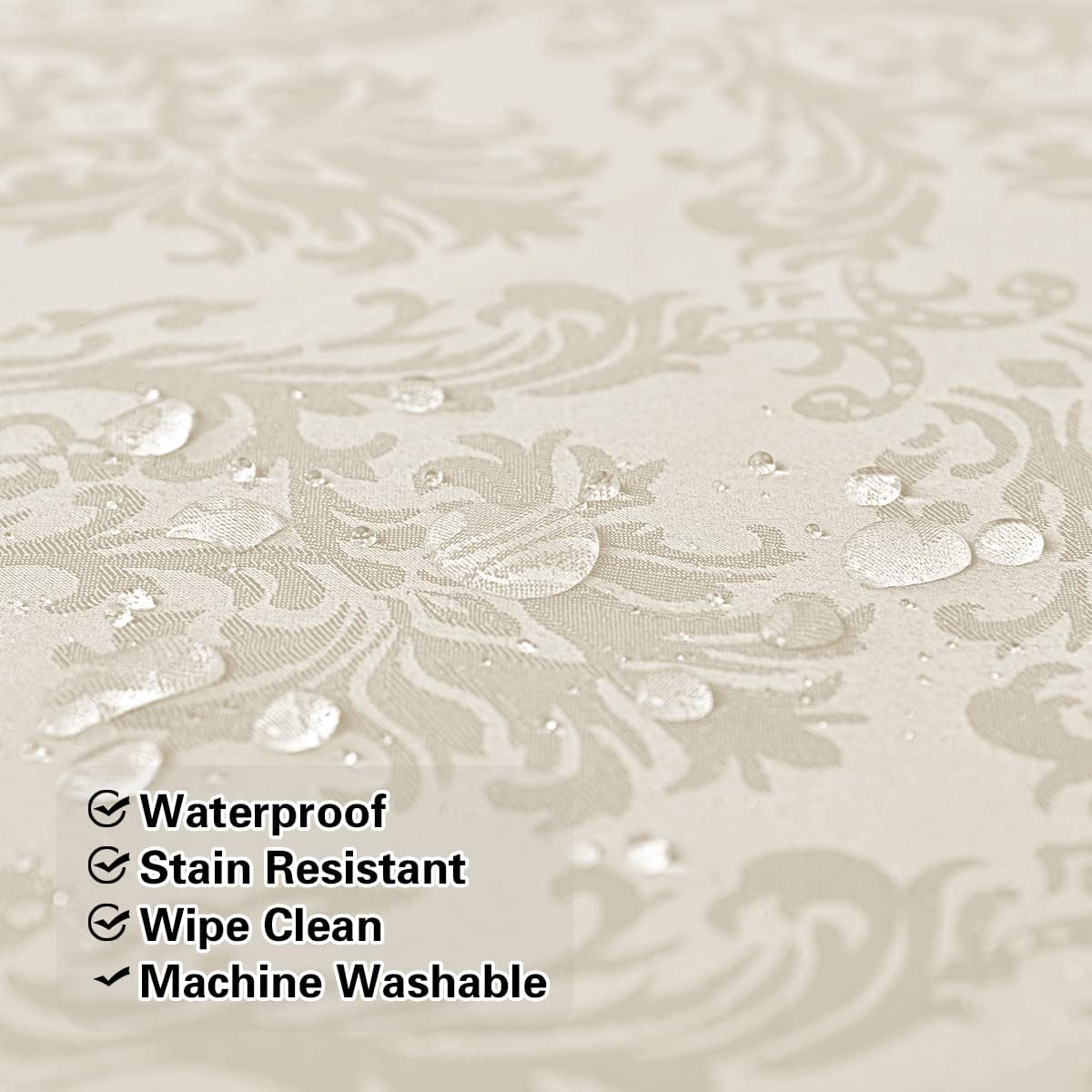 SASTYBALE Off-White Jacquard Tablecloth 52x70 Durable Elegant Perfect for Home Office