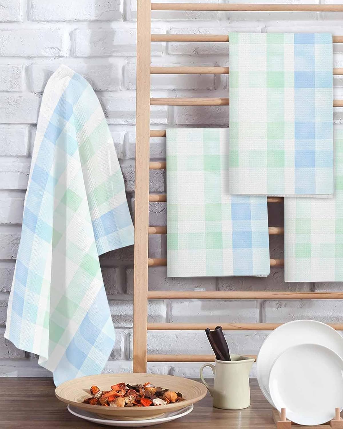 Pastel Waffle Kitchen Hand Towels Set