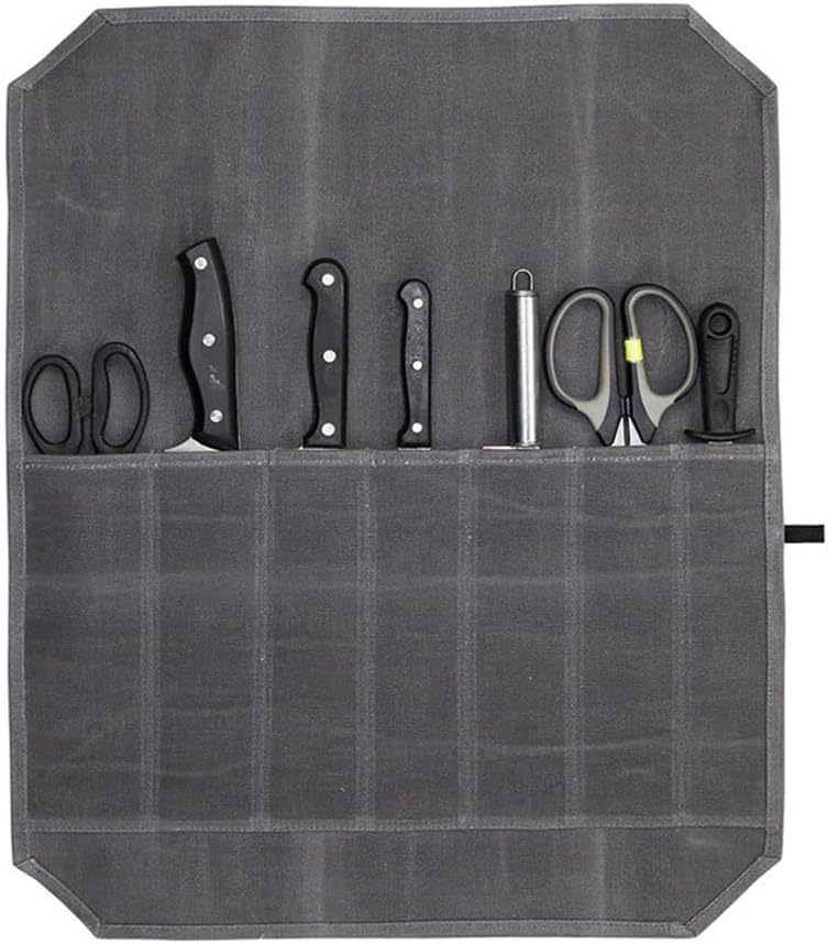 Wailedicop Waxed Canvas Cutlery Cover Chef Knife Roll Pouch Kitchen Cooking Tool Organizer