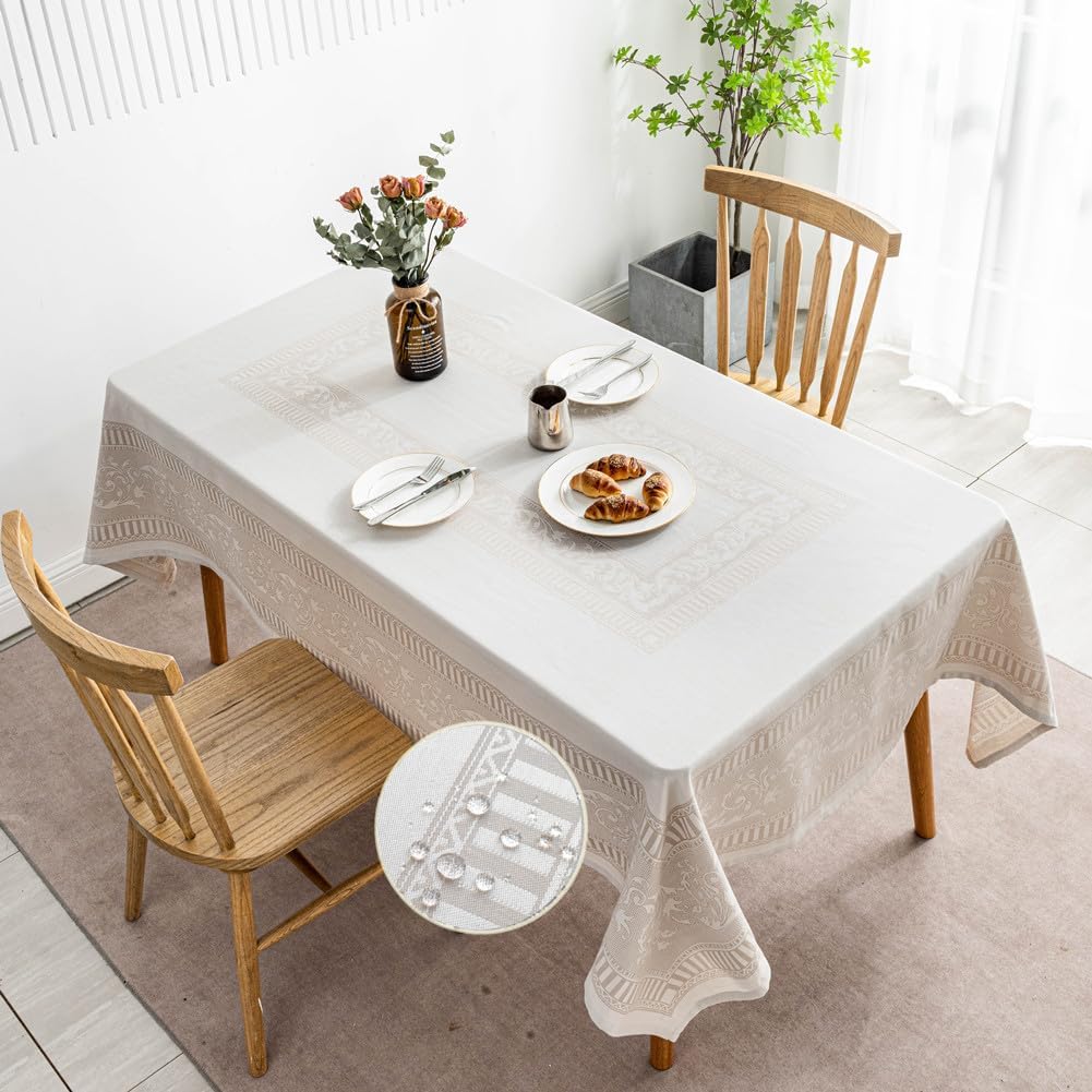 GOLD SAIL Premium Taupe Tablecloth - Outdoor Waterproof Rectangle