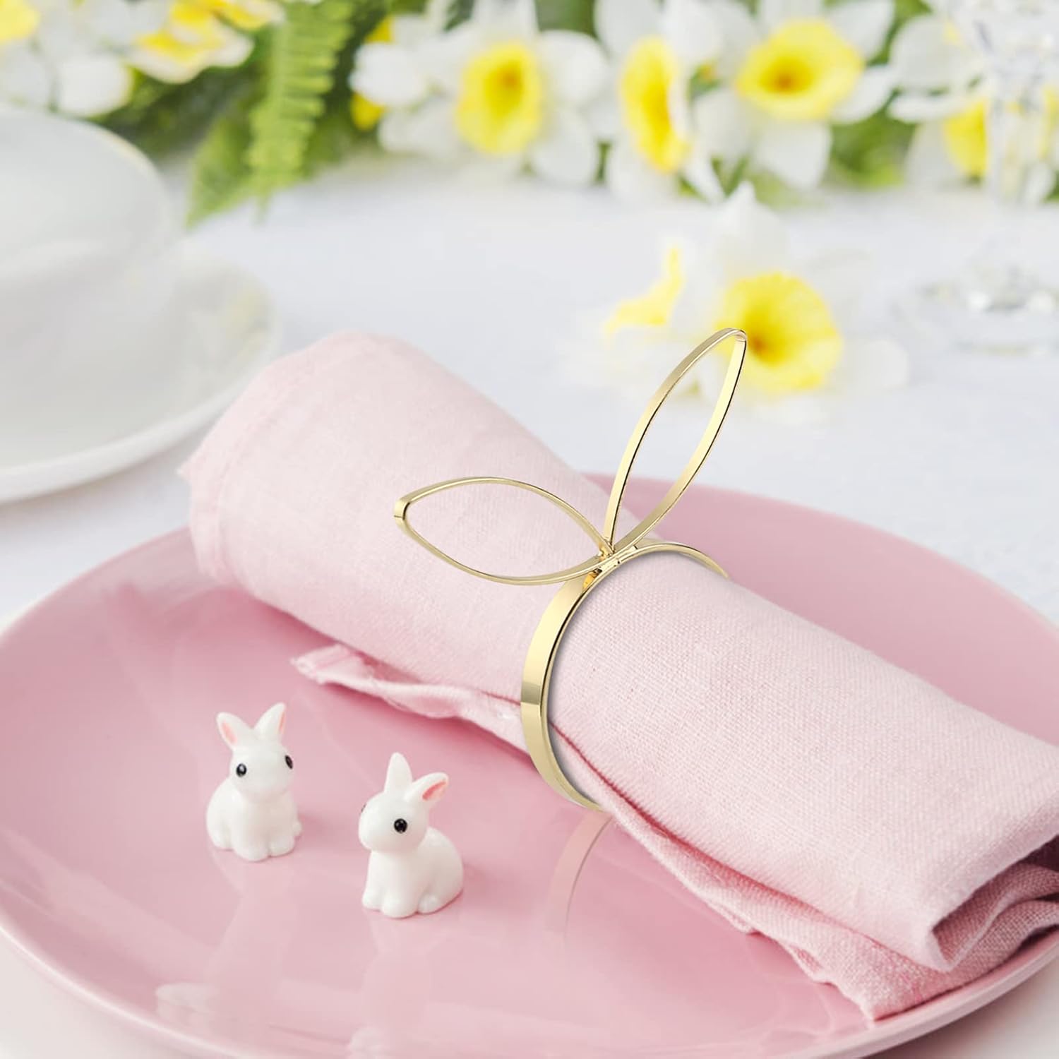 Kesote bunny napkin rings for Easter dinner table decor