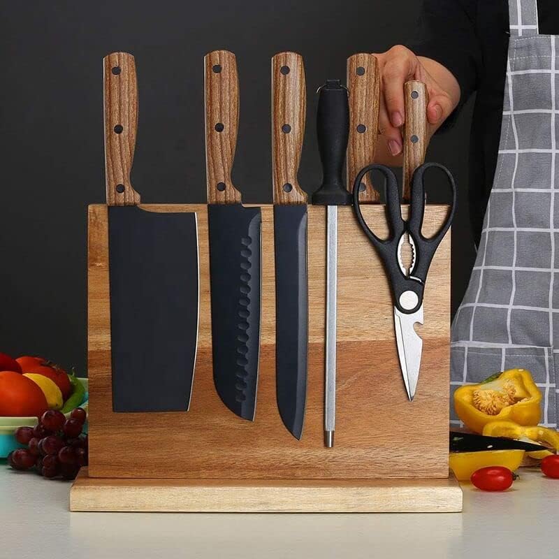 Durable Magnetic Knife Block with Natural Acacia Wood