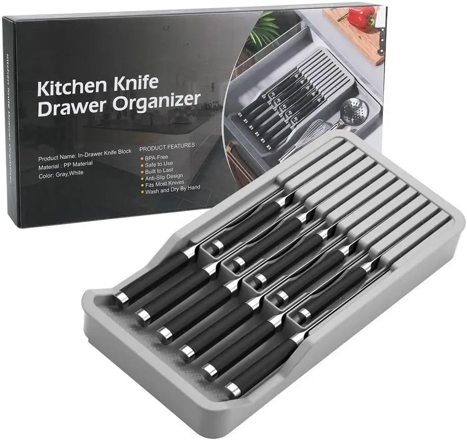 RIIPOO Expandable Knife Organizer for Drawers Countertops