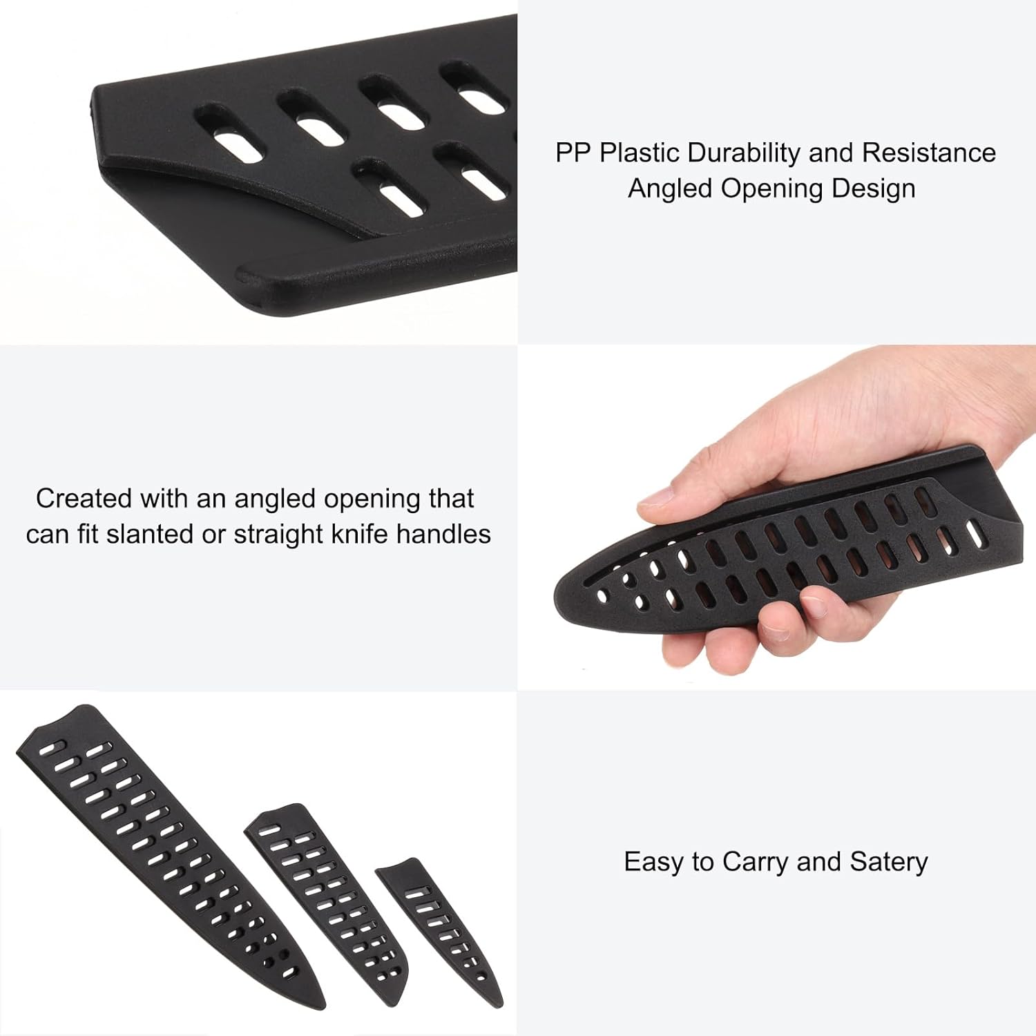 6 Pcs Knife Cover Sleeves 6 Size Black