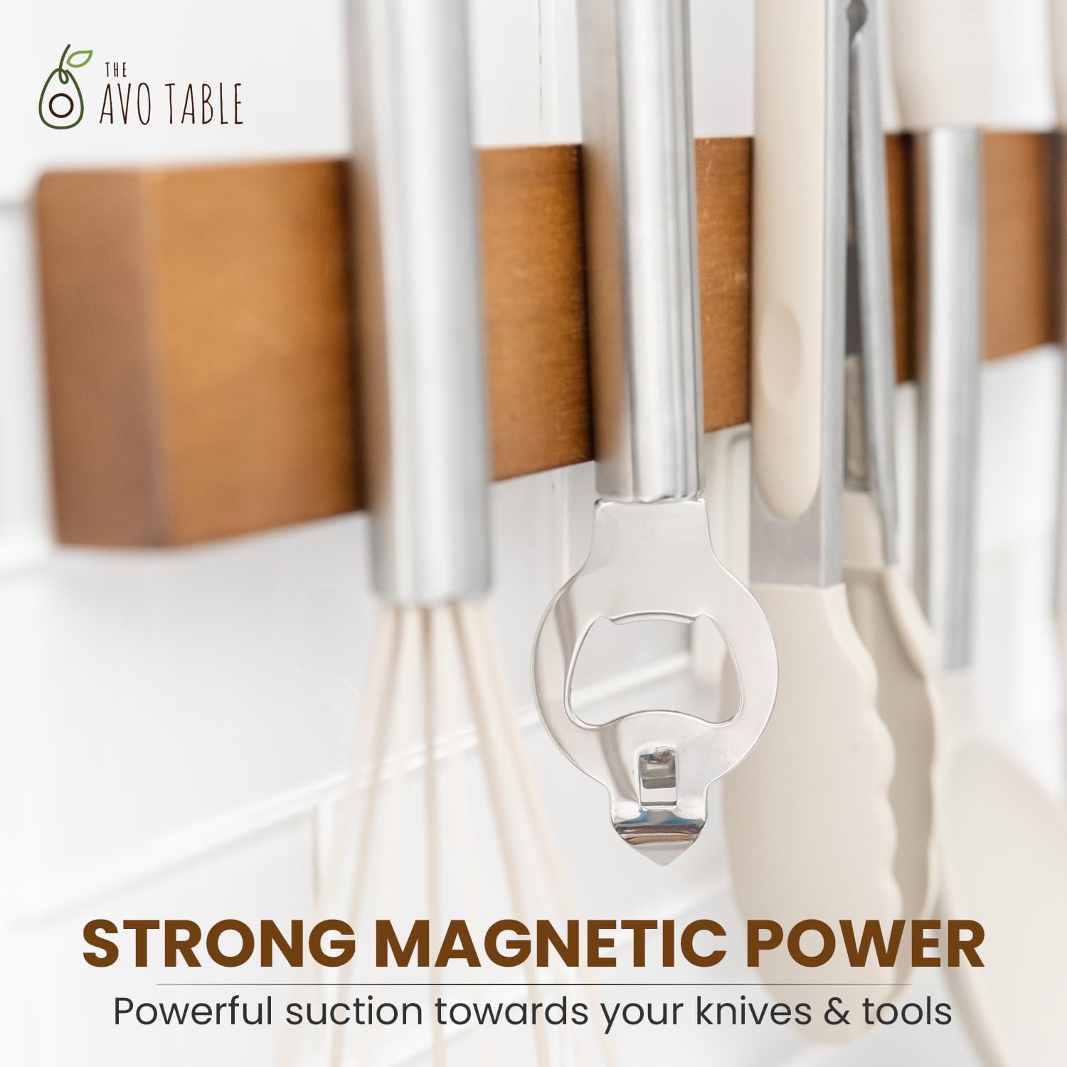 Sturdy Acacia Wood Magnetic Knife Holder for the Kitchen