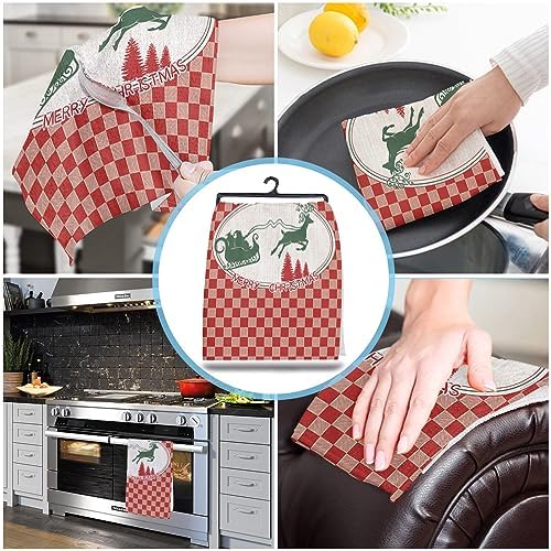 Rustic Red Christmas Sleigh Dish Towels