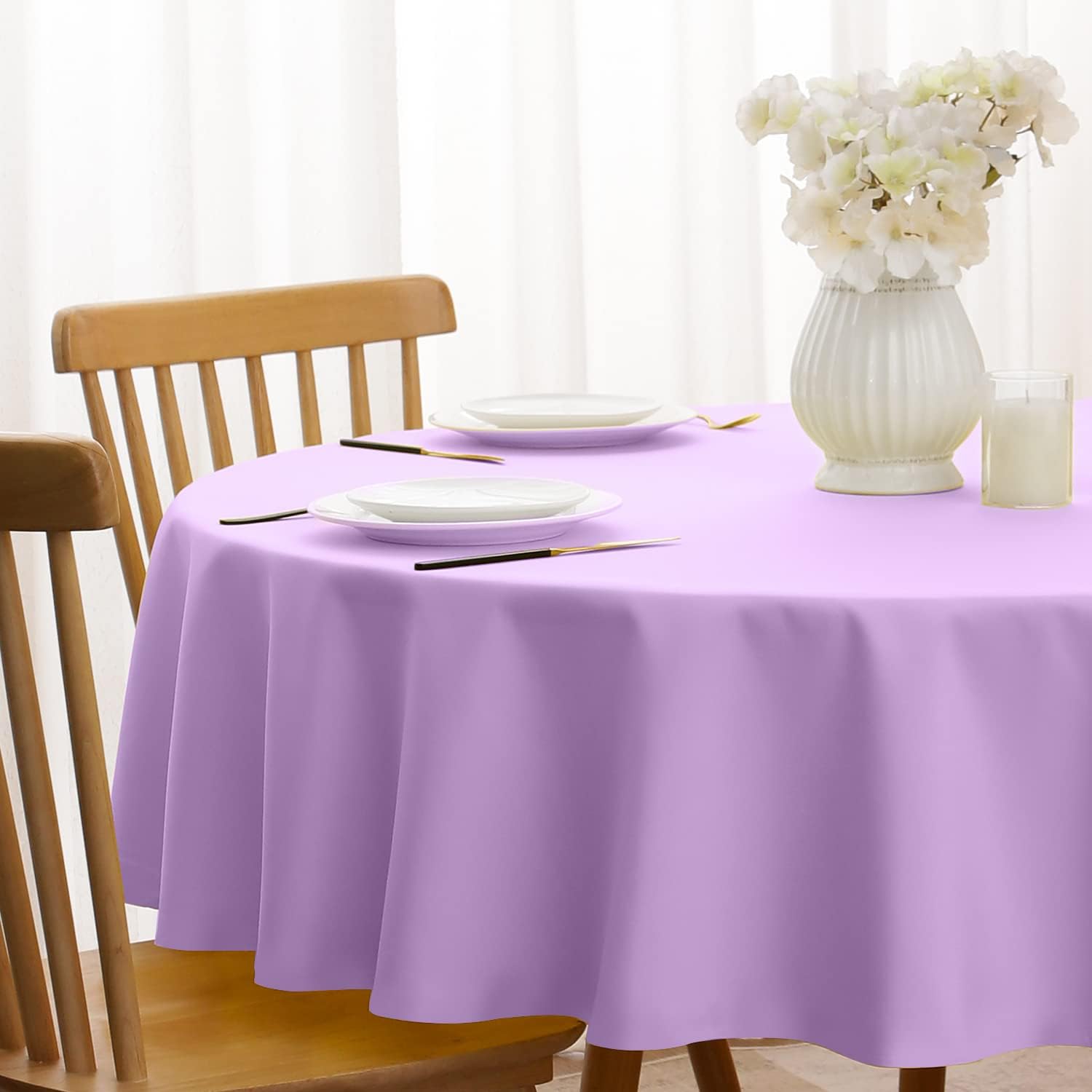 Softalker Round Tablecloth 90 Inch Lavender