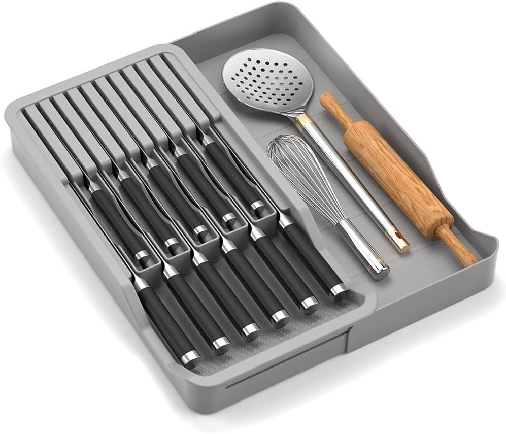RIIPOO Expandable Knife Organizer for Drawers Countertops