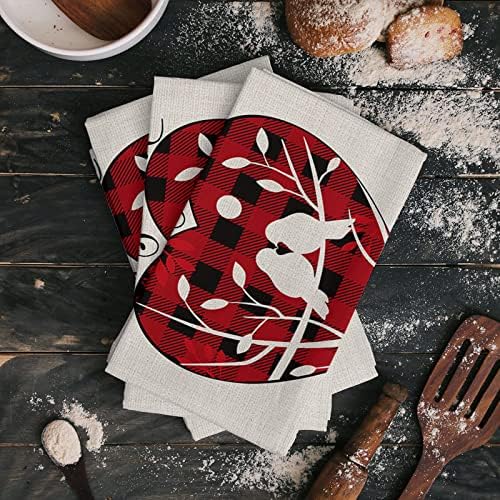 ZOE GARDEN Red Saint Love-Tree Country Plaid Dish Towels