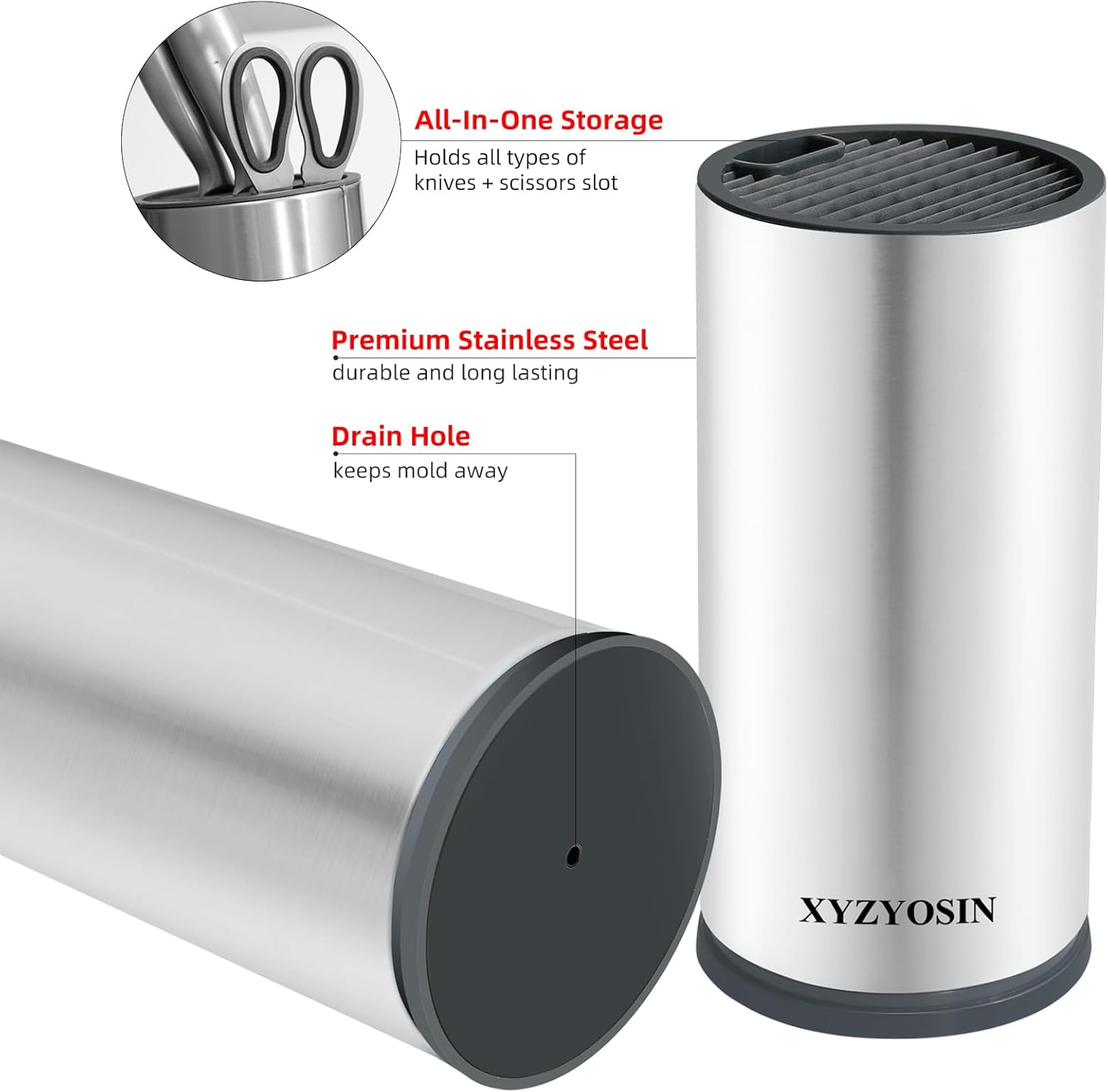 XYZYOSIN Stainless Steel Universal Knife Block