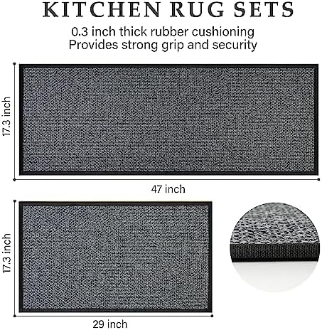 Washable Non-Skip Kitchen Rugs Set for Farmhouse Style