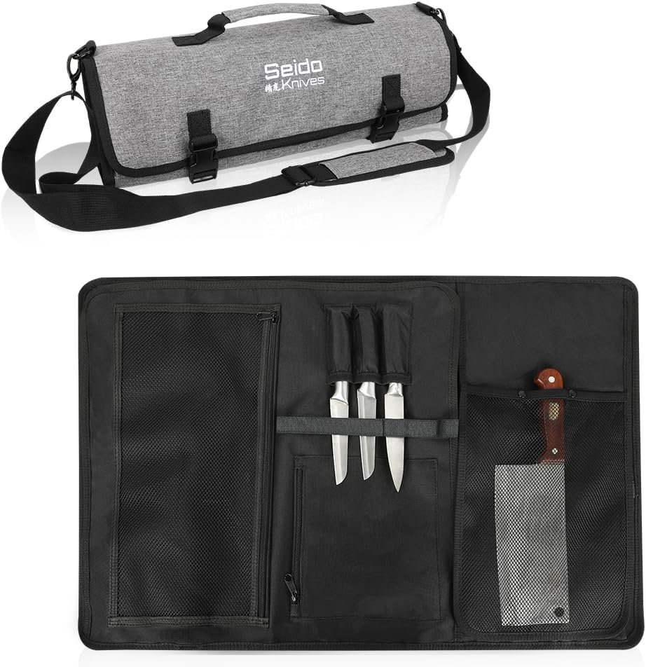 Seido Knives Chefs Knife Roll Bag with 16 Slots