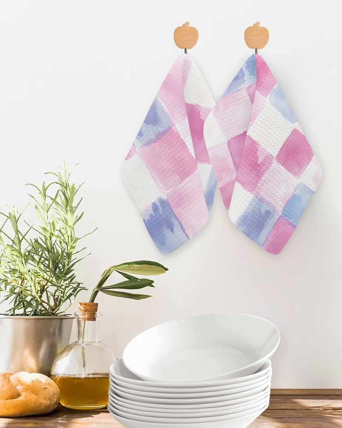 Rainbow Plaid Waffle Dish Towels Set of 3