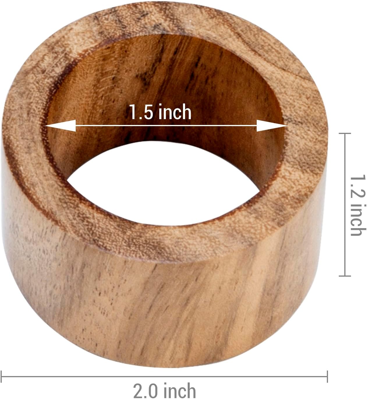 MyGift Rustic Natural Solid Acacia Wood Rings for Dining Napkins
