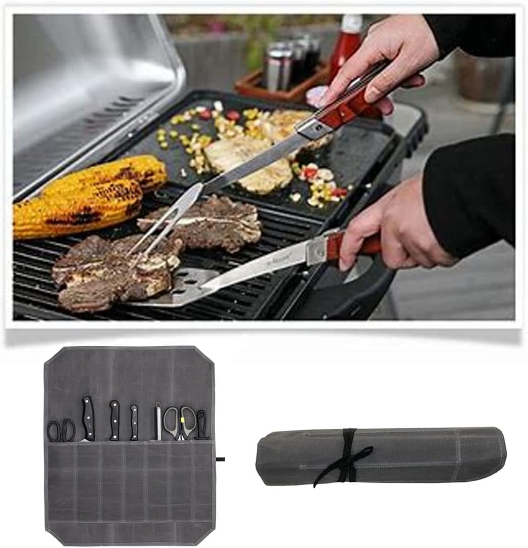 Wailedicop Waxed Canvas Cutlery Cover Chef Knife Roll Pouch Kitchen Cooking Tool Organizer