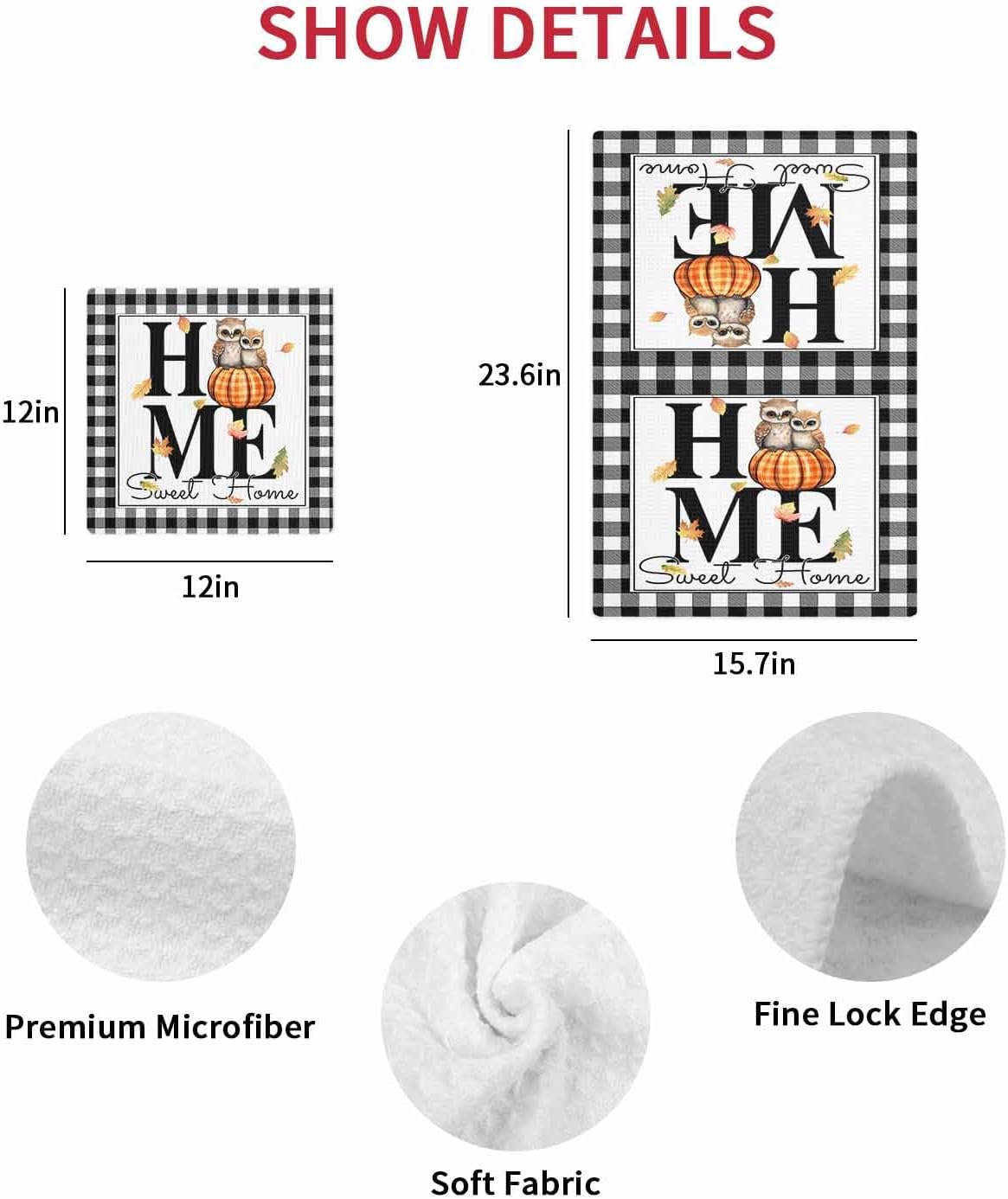 Habtucy 3-Piece Hand Towels Set Waffle Weave Microfiber Black