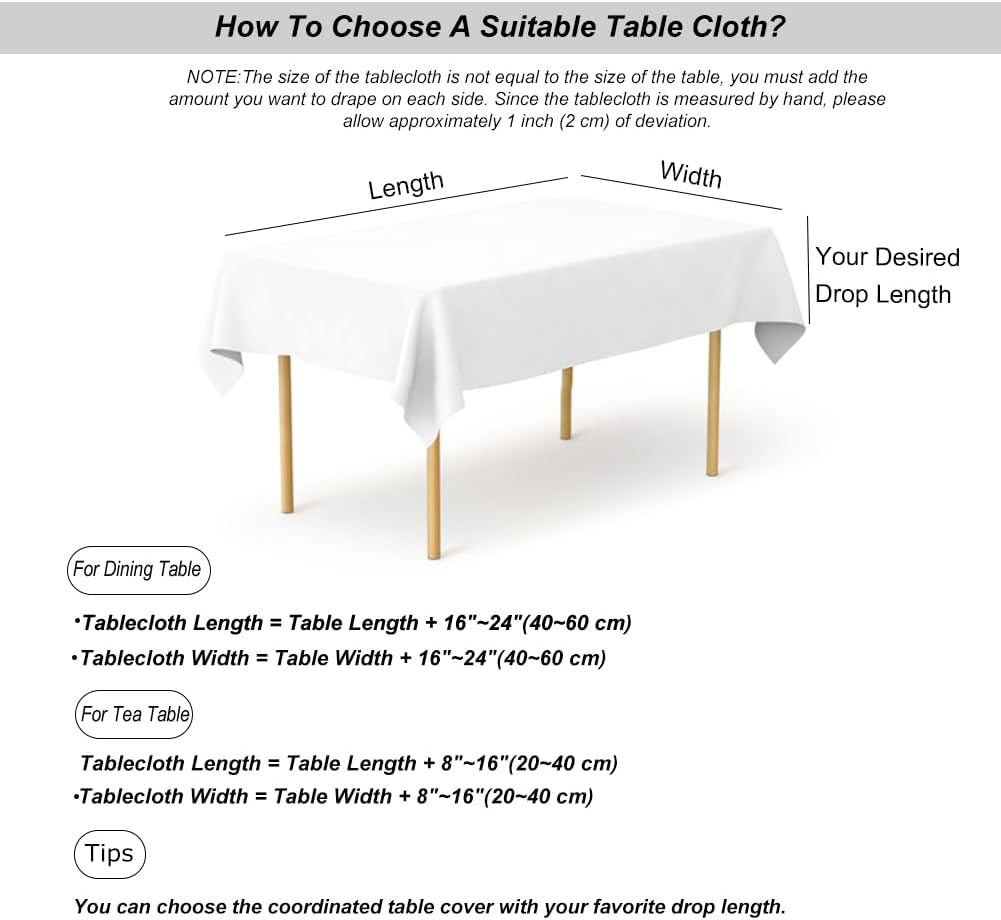 MEIORo Tablecloth Yellow 55x98 inch
