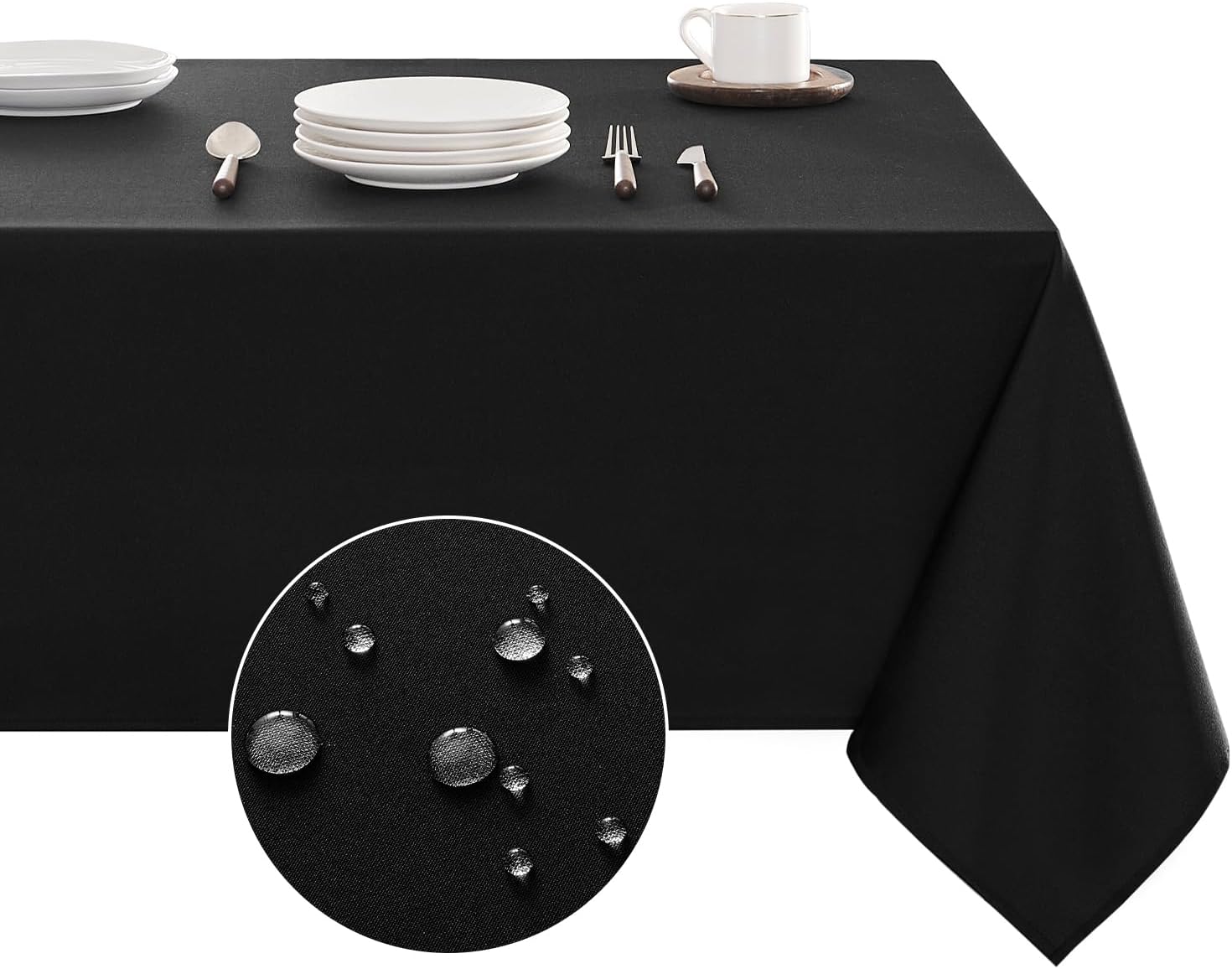 Luxury Tablecloth for Dining Spill-Proof 60x84 Black Veblandy Home Kitchen