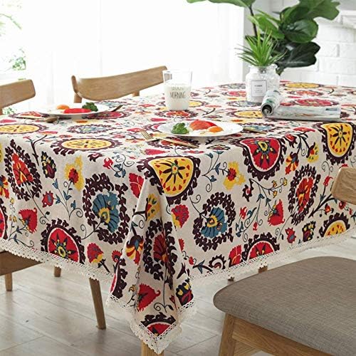 Aothpher Boho Floral Jacquard Tablecloth 54x54 Inches