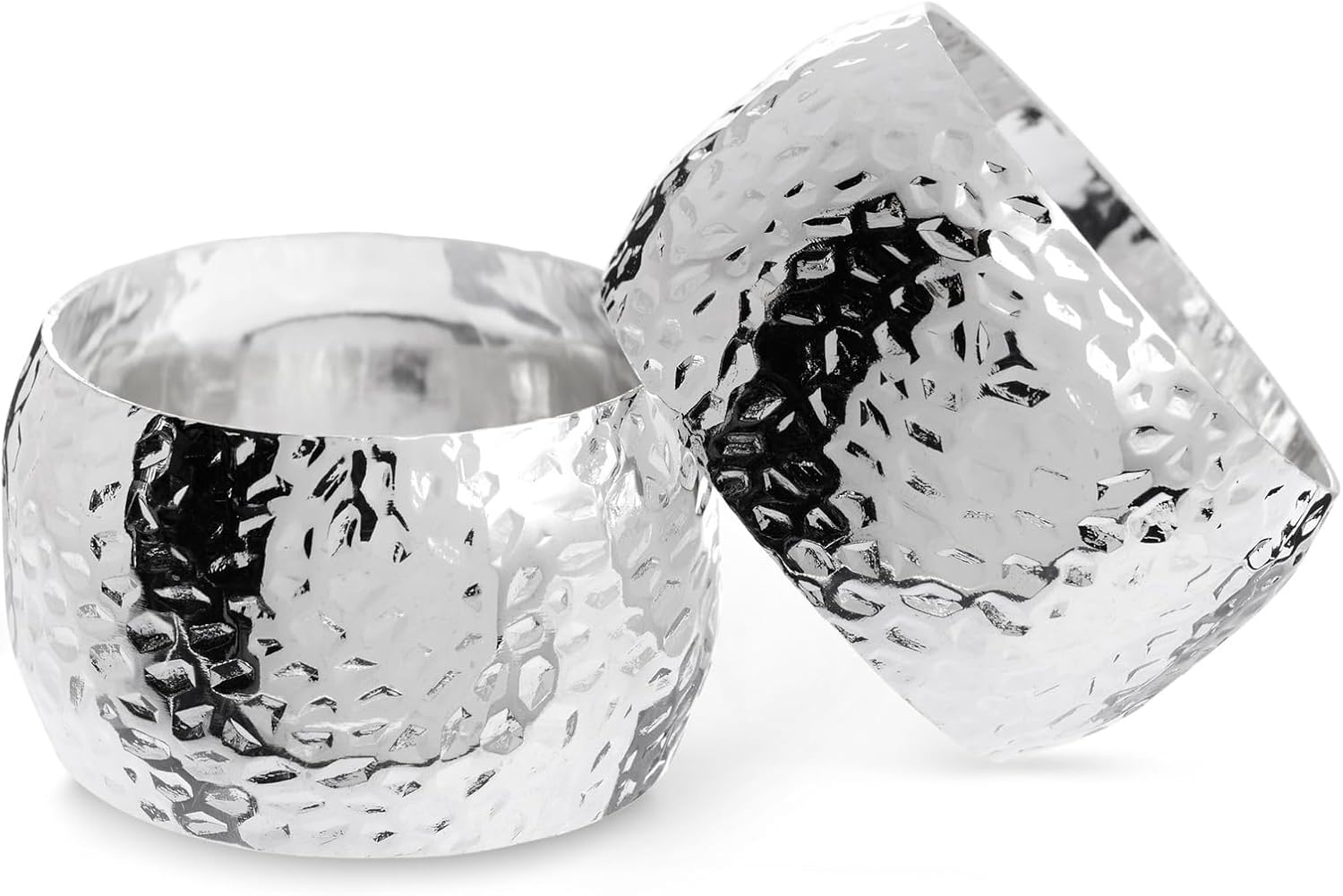 Elegance 12-Piece Silver Napkin Rings - Compact Durable Reusable for Weddings Parties