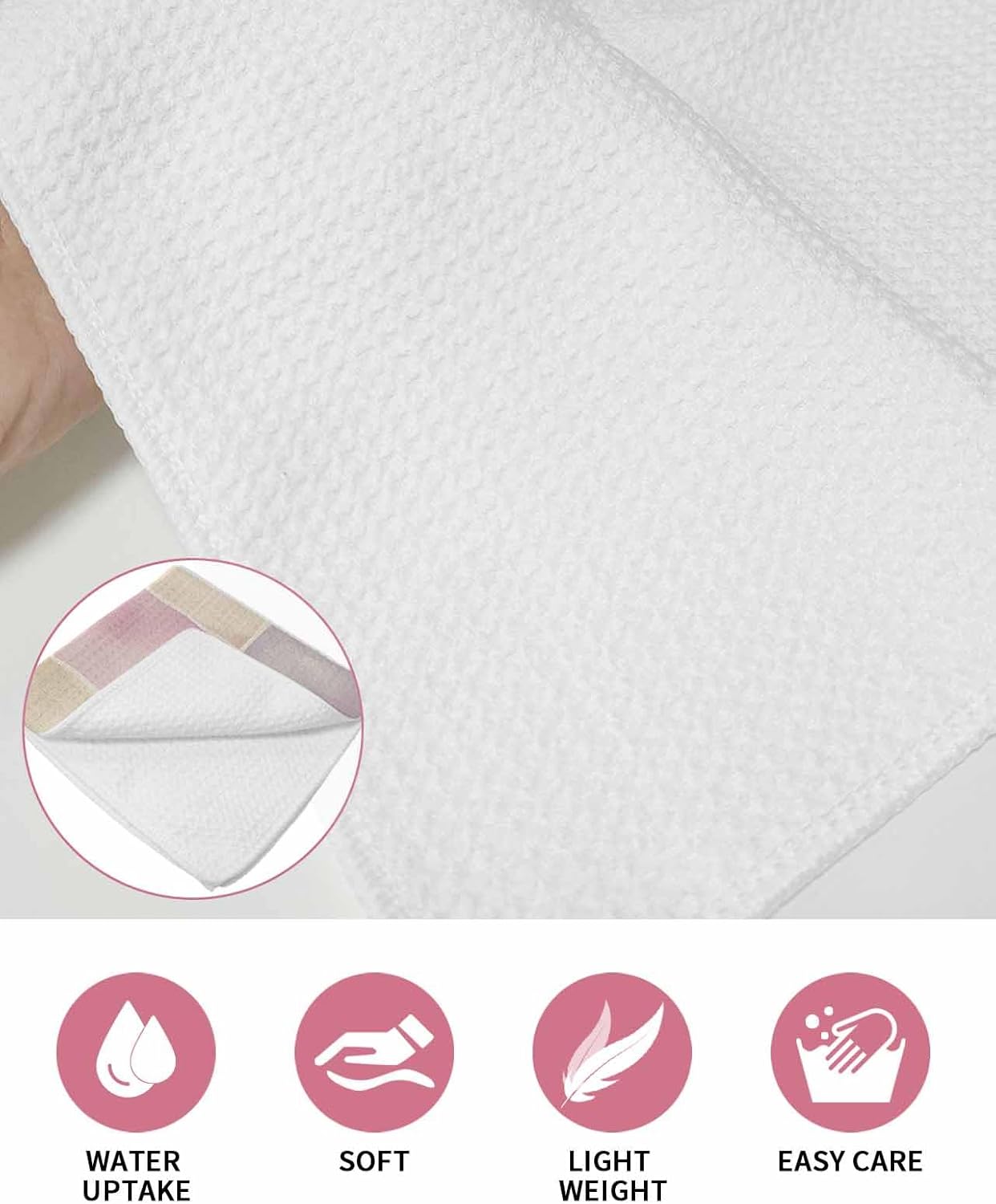 Falaniique Pink Checkered Waffle Towel Set of 2