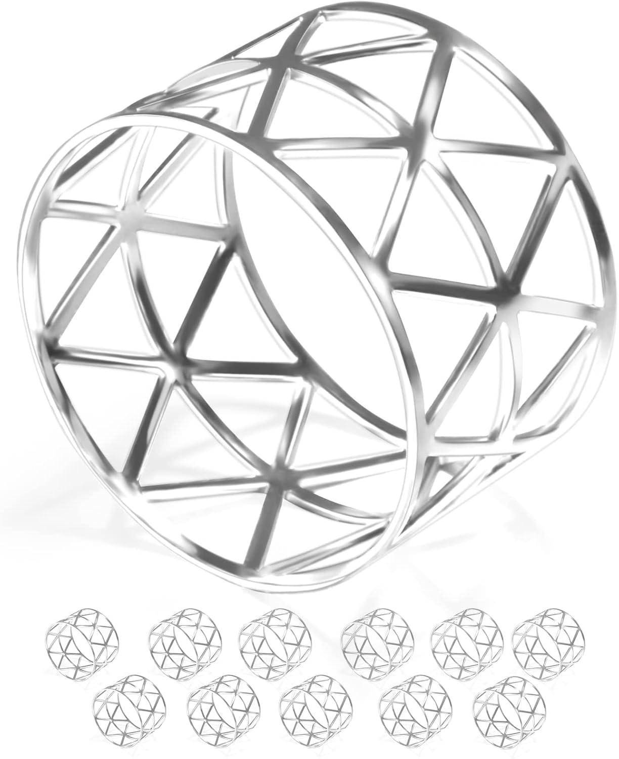 URWOOW 12 Pack Napkin Rings Silver Hollow Decor