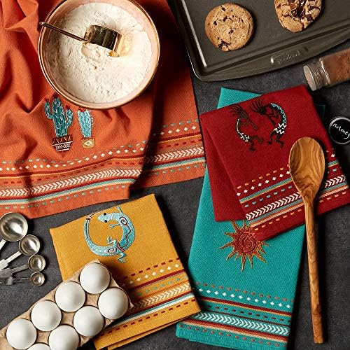 DII Southwest Hacienda Stripe Dishtowel Set 18x28 Assorted 4 Piece