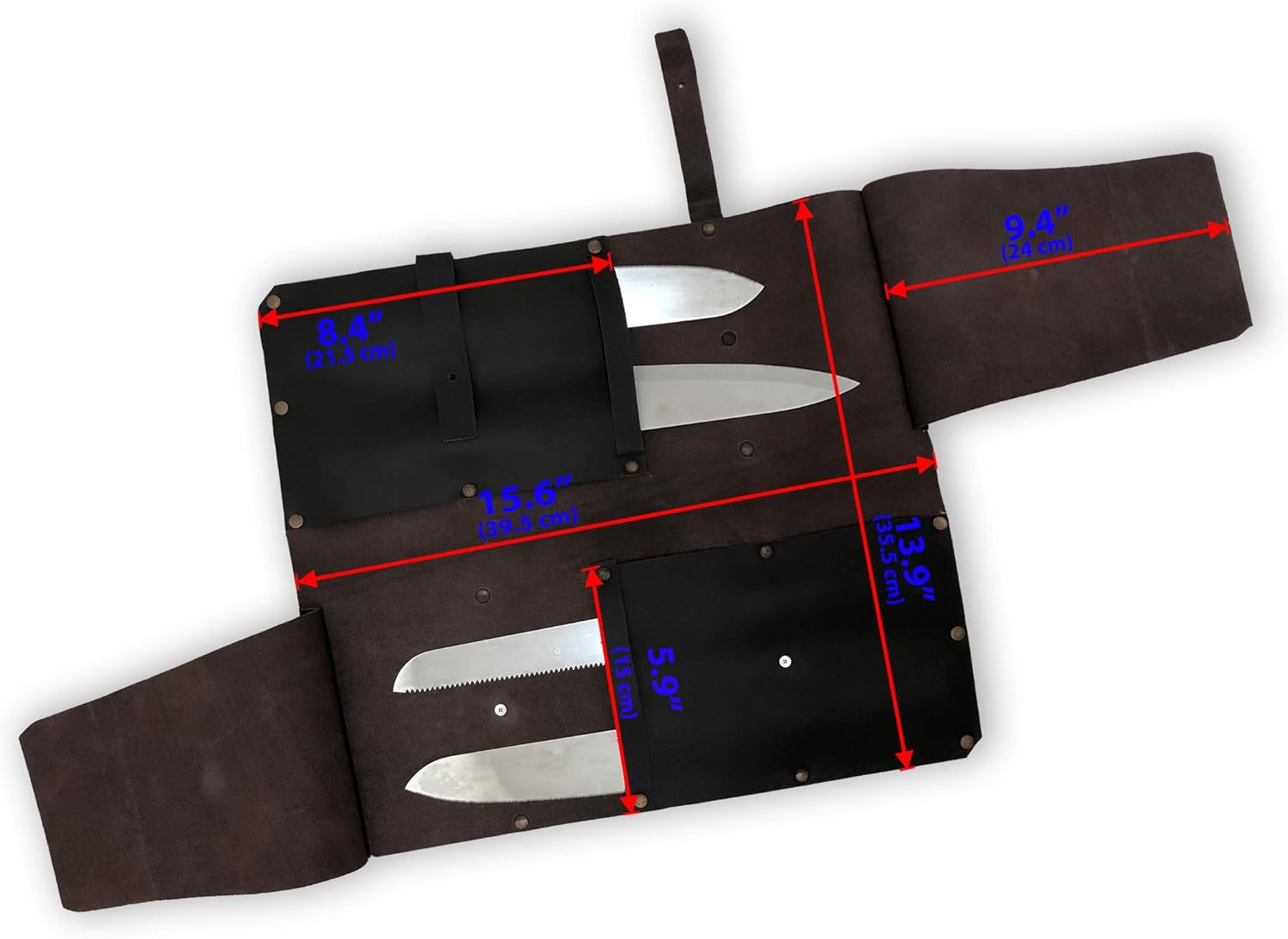 LuvSecretBr Premium Leather Chefs Knife Case Perfectly Organized Space for 4 Knives