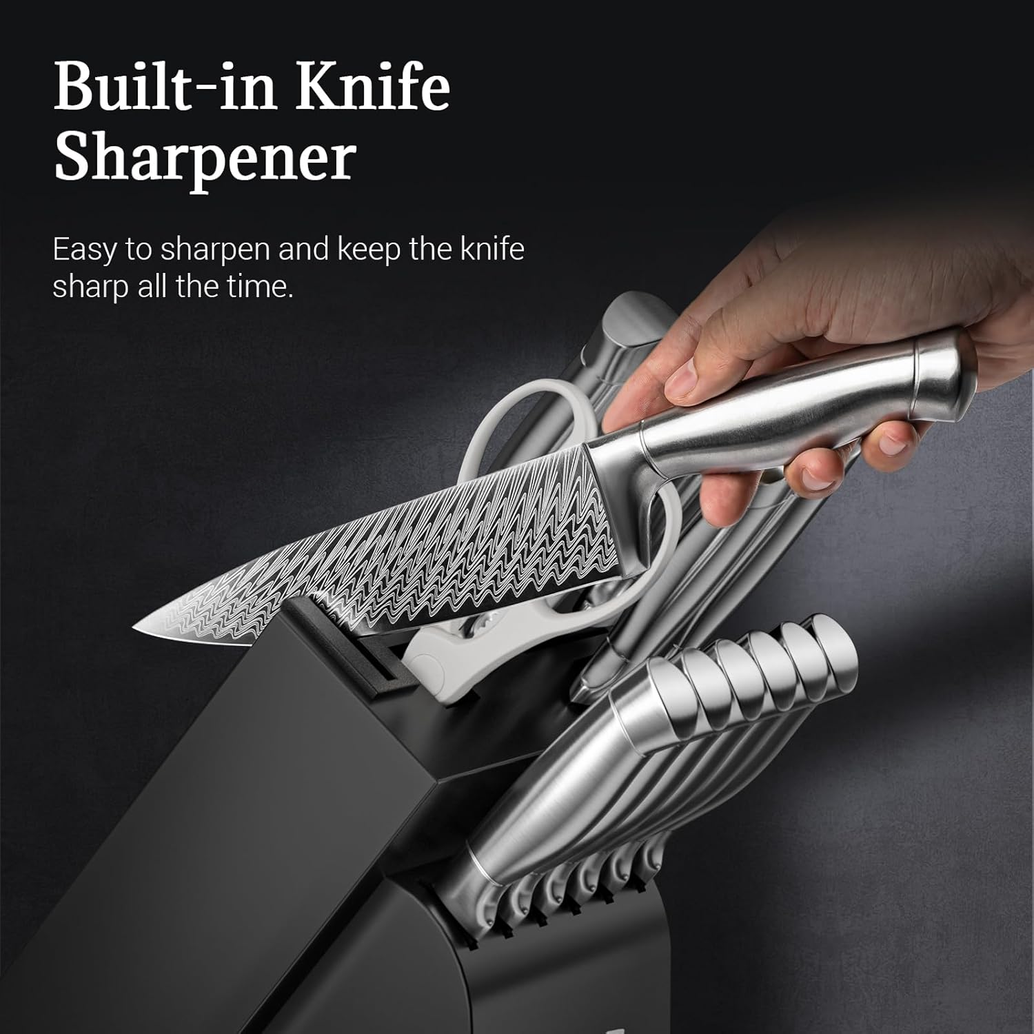 Perfect 15-Piece Knife Set with Block for Home Kitchen