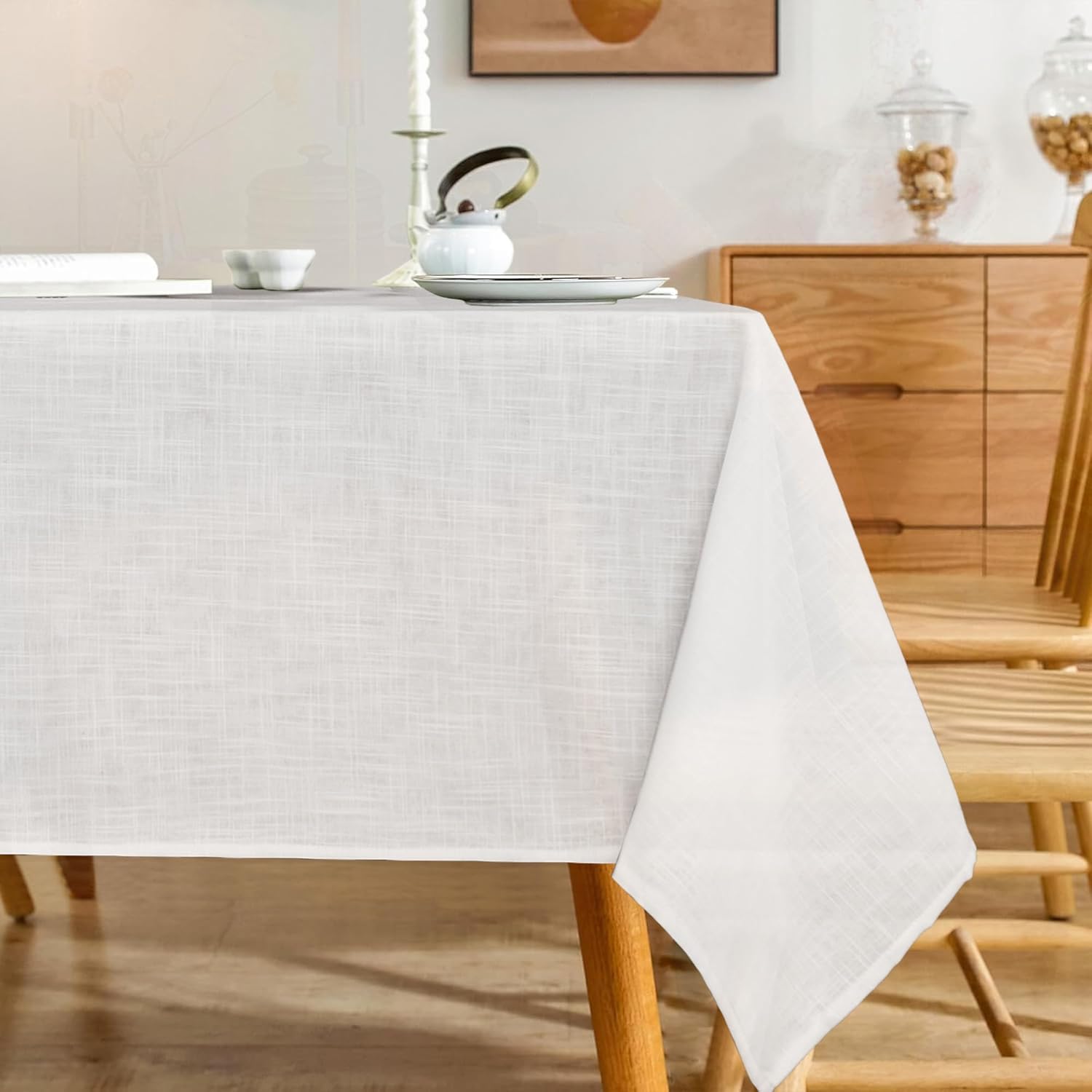 Karseteli Linen Textured Rectangle Tablecloth 60x120 Inch