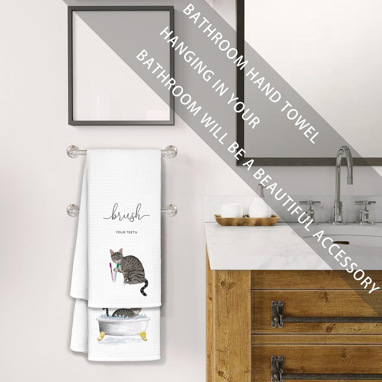 Funny Cat Towels for the Bathroom Set of 2