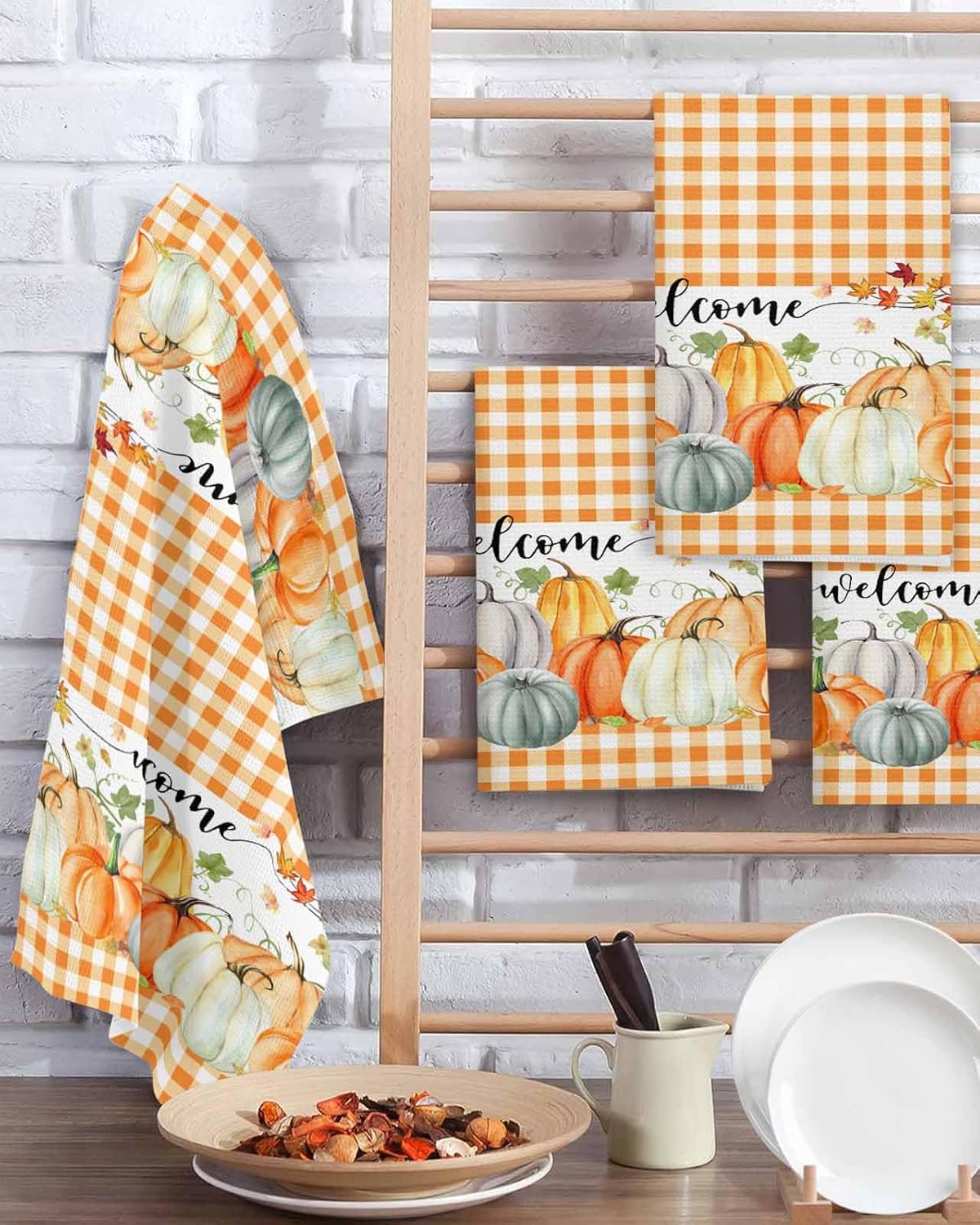 Vibrant Fall Plaid Kitchen Towels 3-Pack