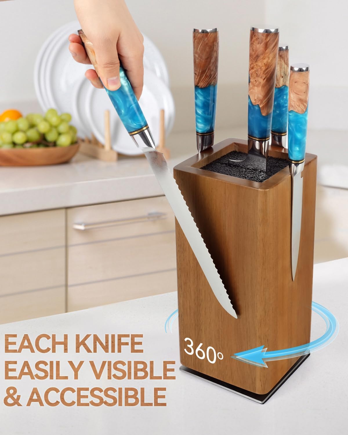 KUCHEASY Magnetic Knife Block360 Rotating Storage with Strong Magnets