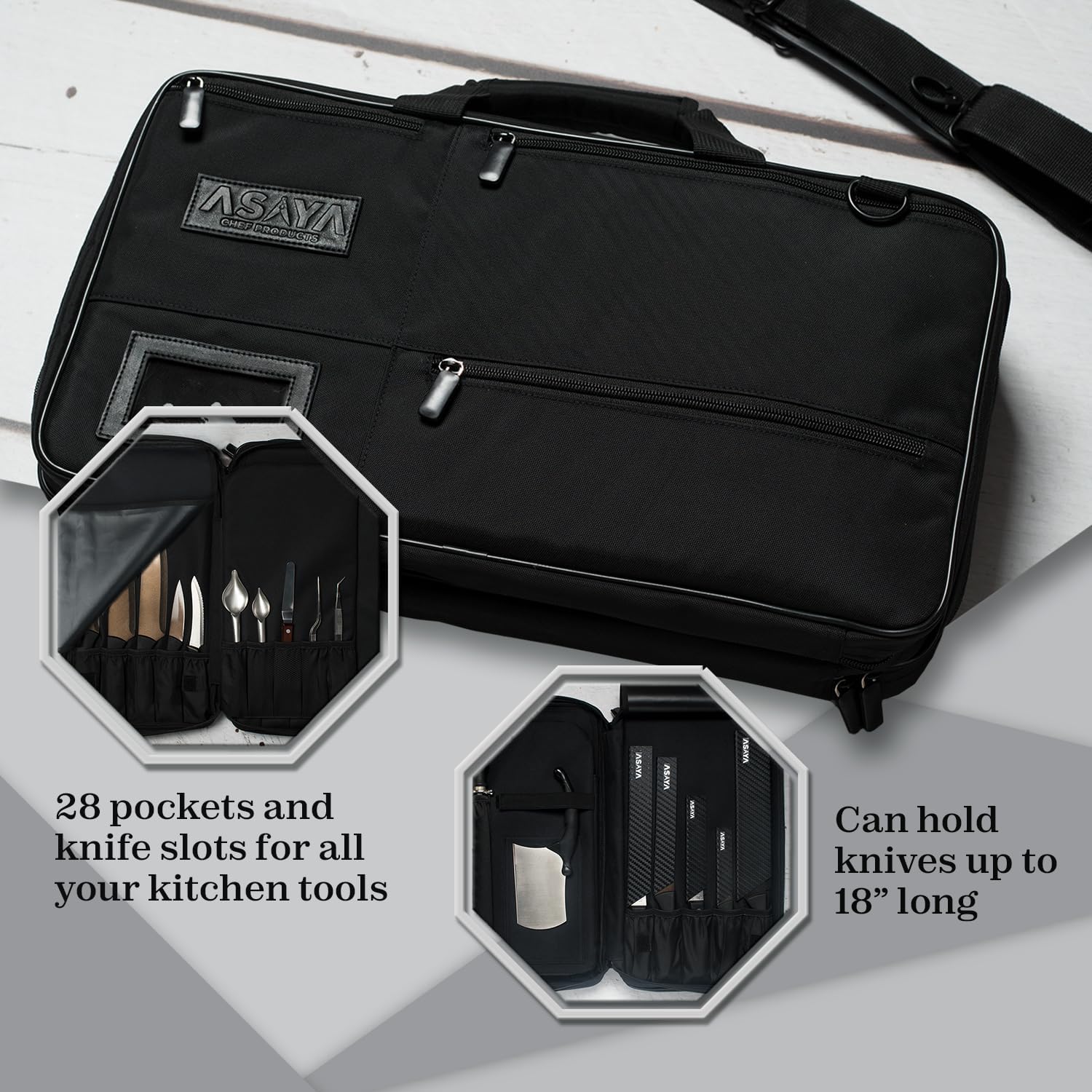 Asaya Chef Knife Bag 28 Pockets for Organization and Durability