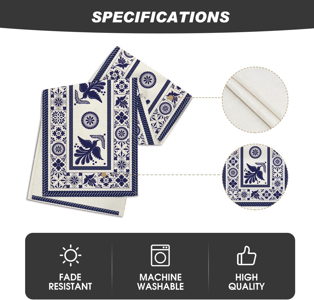 Artoid Mode Floral Bird Dia De Los Muertos Table Runner