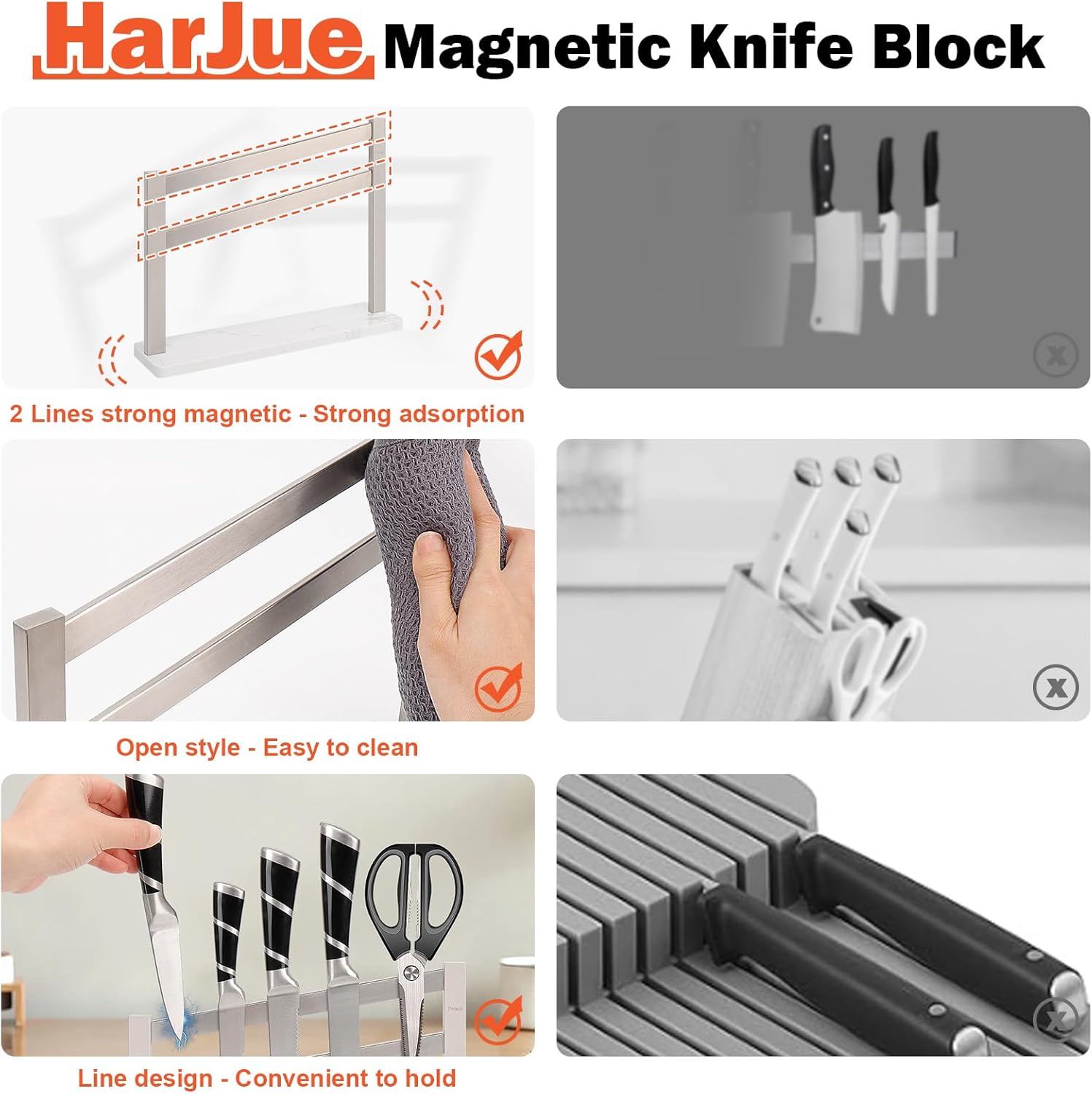 Sturdy Magnetic Knife Holder with Marble Base Perfect for Kitchen Storage