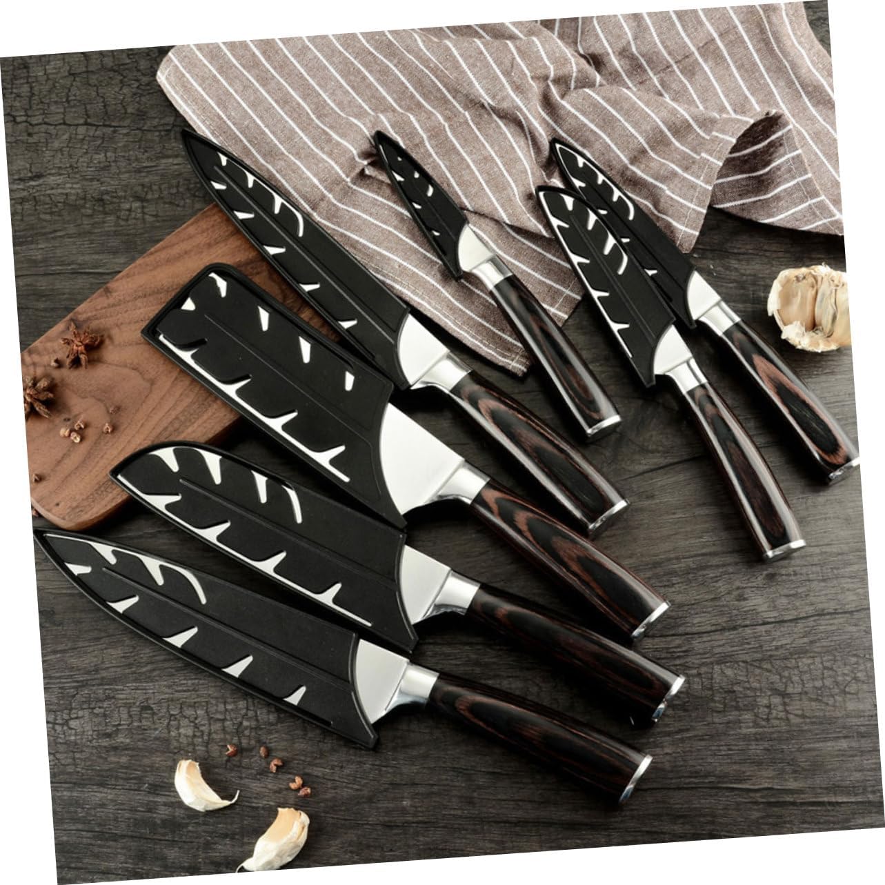 Premium 10-Piece Steel Knife Set Covers Durable Sharp Kitchen Knives Protector