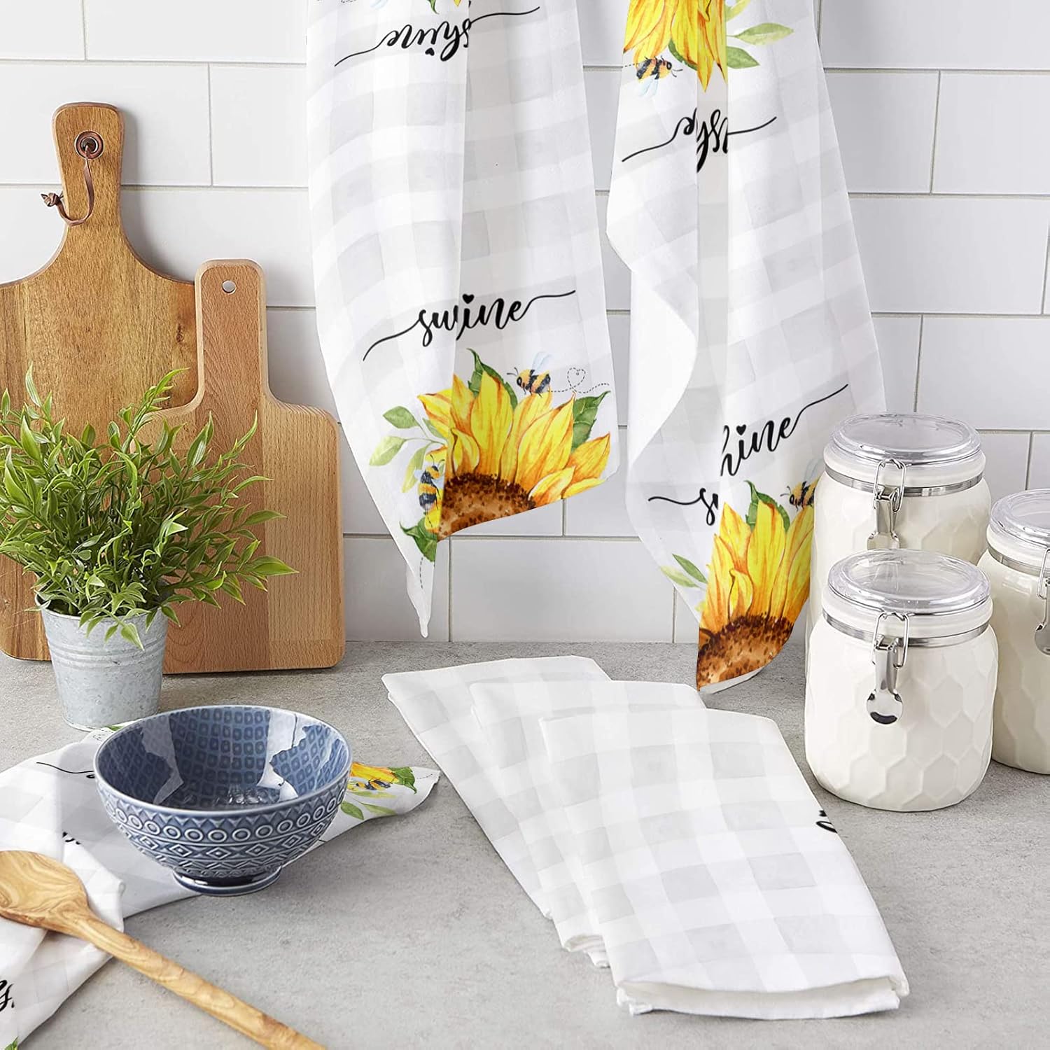 Sunflower Grey Kitchen Towels