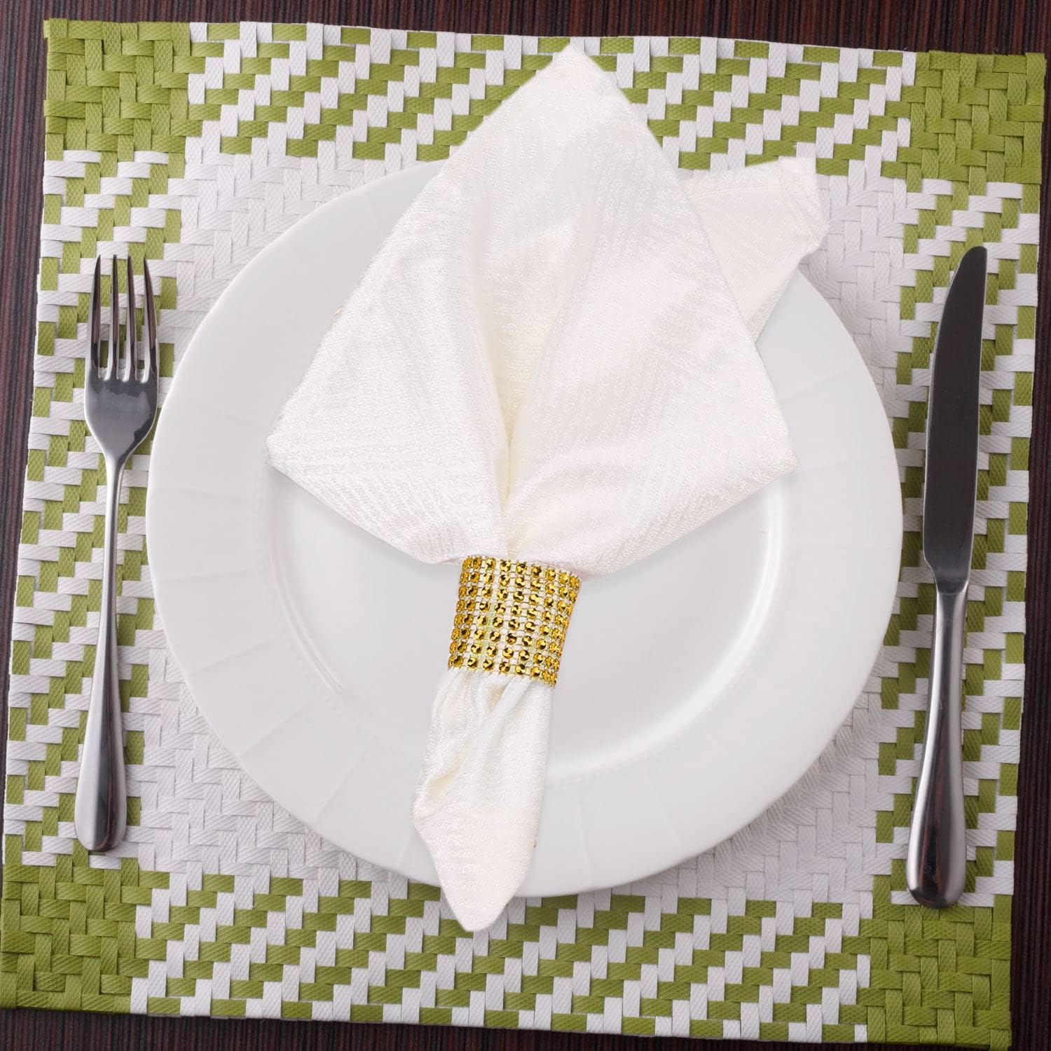 Glowing Gold Rhinestone Napkin Rings Set of 150 for Weddings Special Occasions