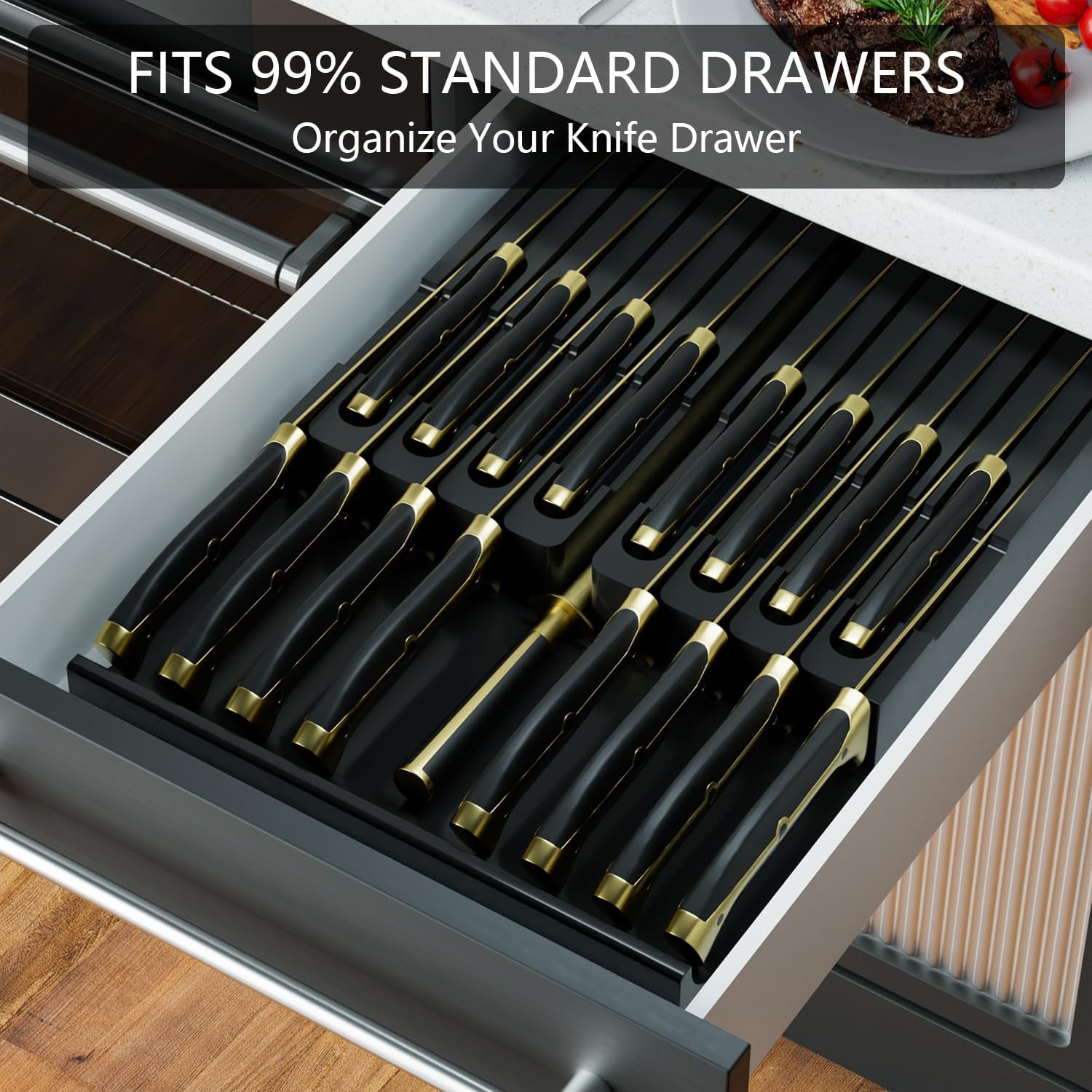Domax Bamboo Knive Block Fit 16 Knives Plus Sharpener