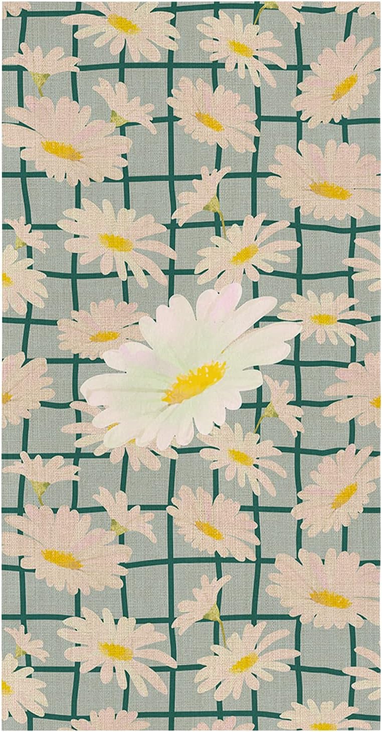 ZOE GARDEN Daisy Green Kitchen Towels Rustic Design 18x28