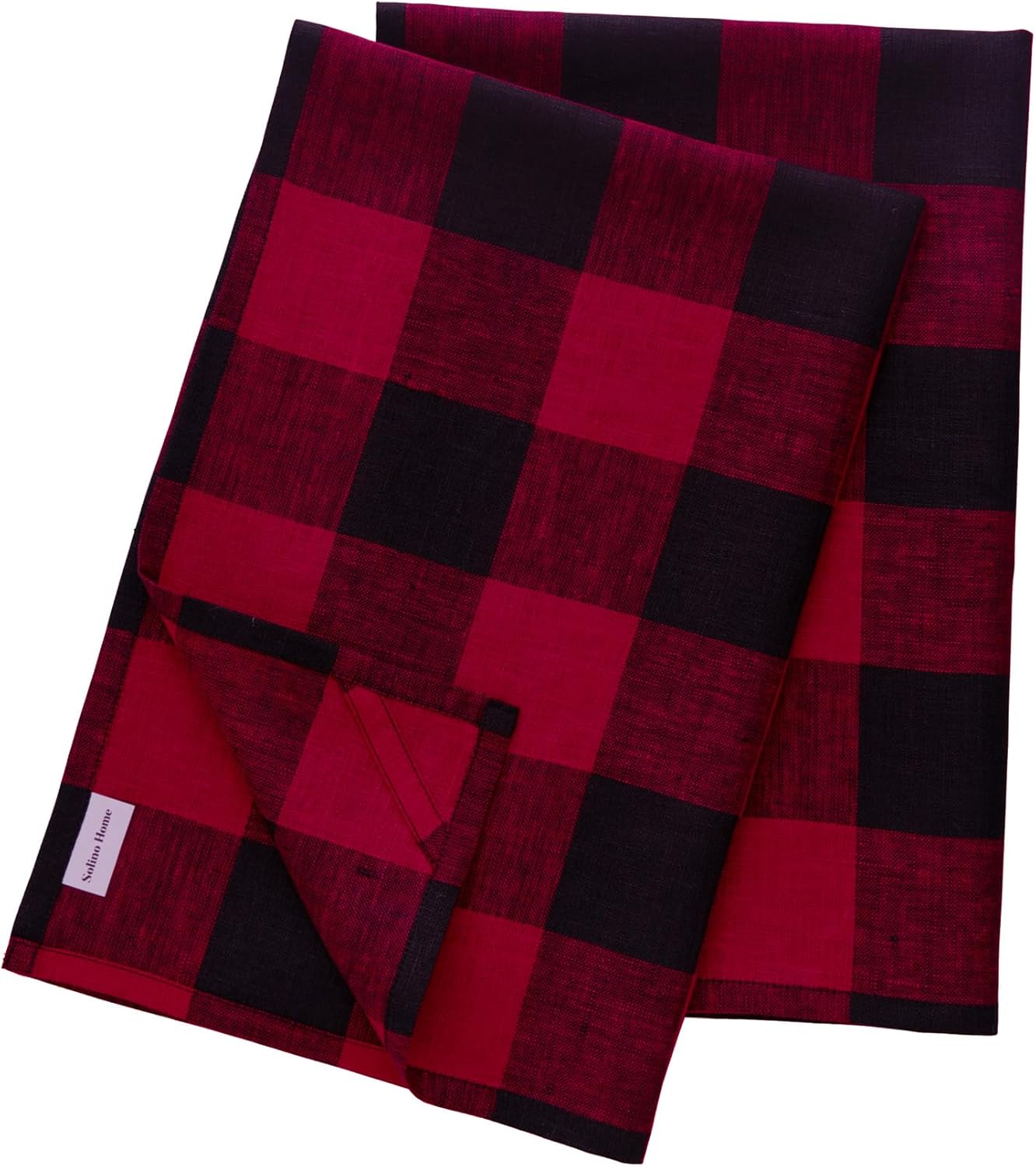Solino Home Linen Kitchen Towels Set of 2 Red and Black
