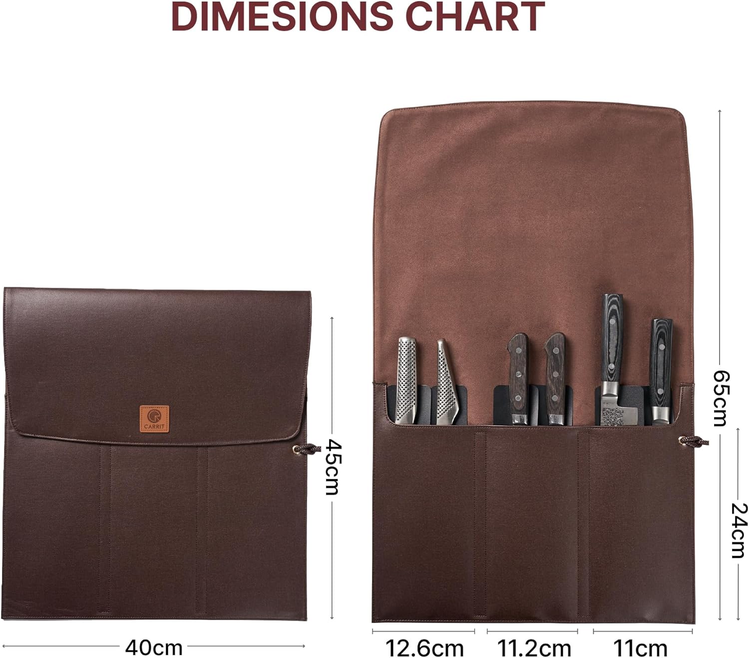 CARRIT Chefs Knife Roll Bag 8 Knife Guards Included