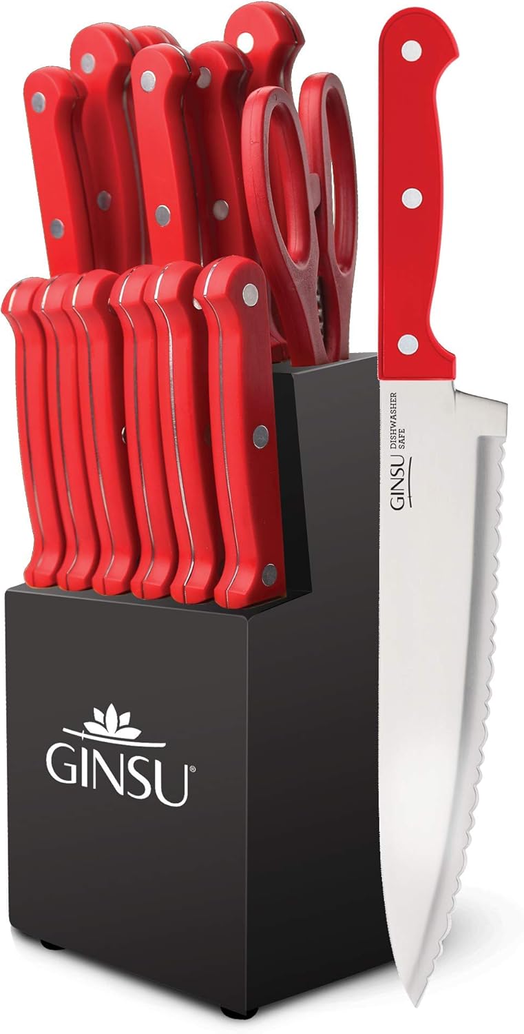 Perfectly Sharp 14-Piece Knife Set with Haffle Handles