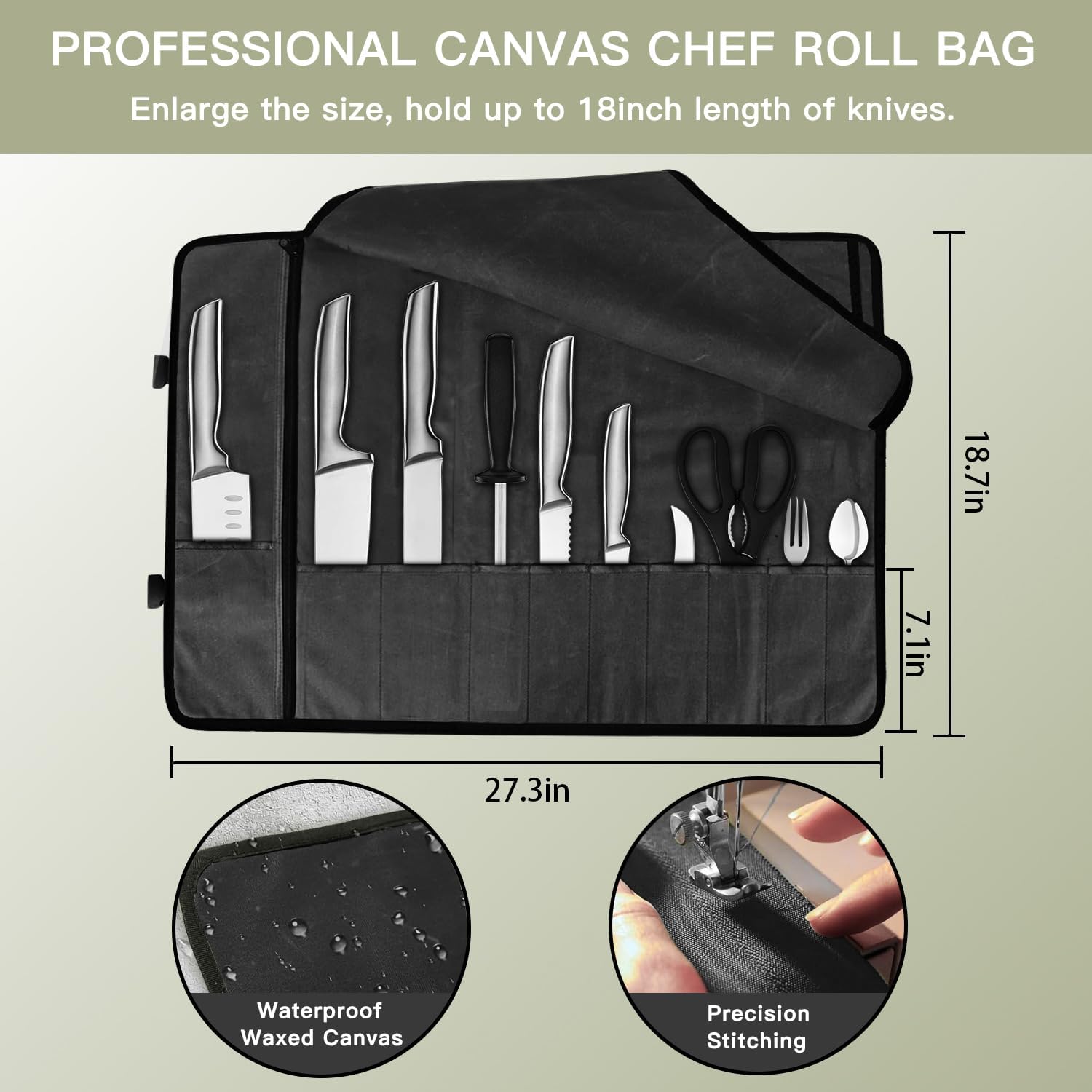 Parsuko Chef Knife Roll Bag